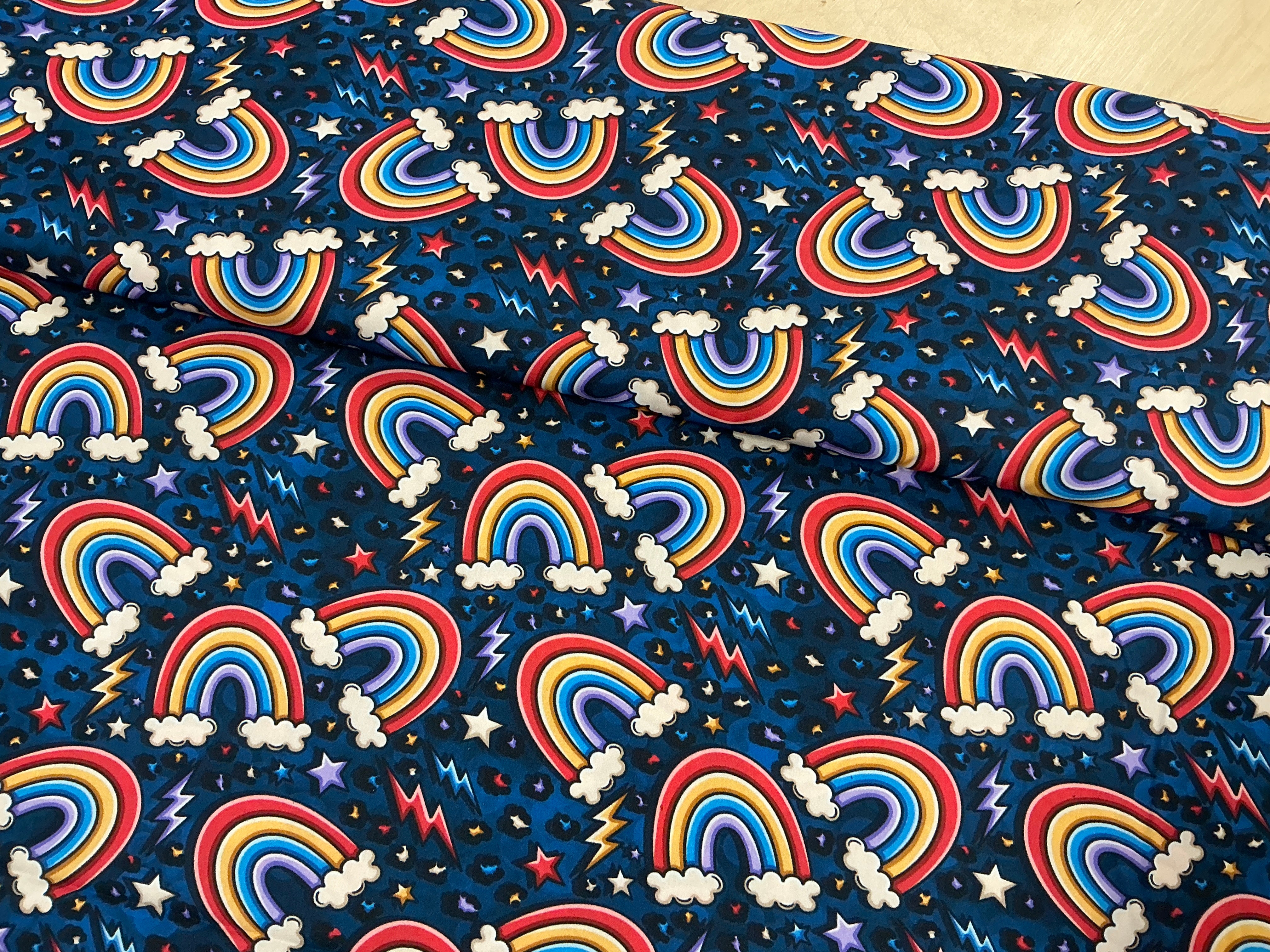Thunderbolt Rainbows Cotton Poplin