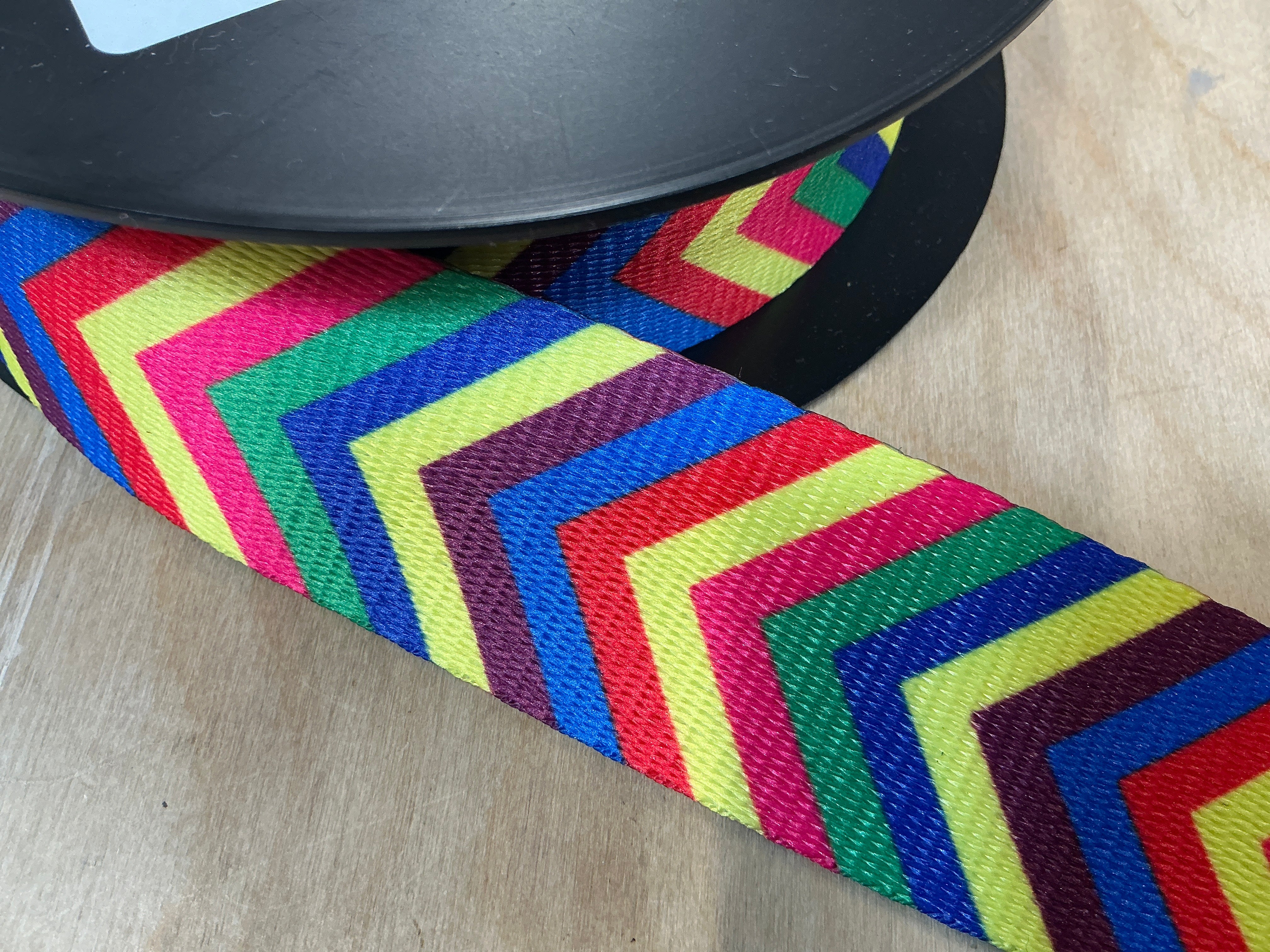38mm Bright Rainbow Chevron Cotton Webbing Tape
