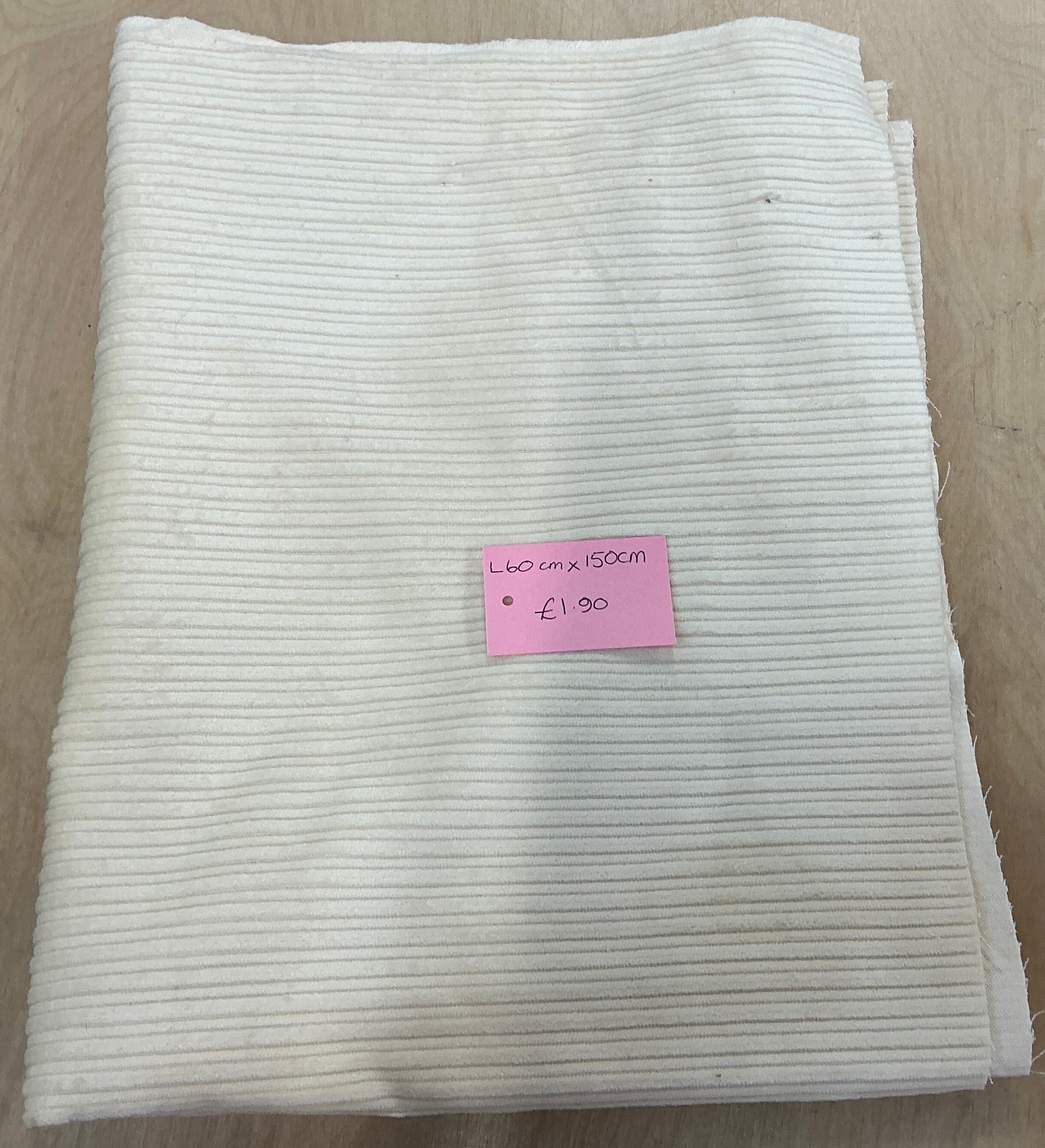 Remnant L60cm x W150cm Cream Chunky Cord