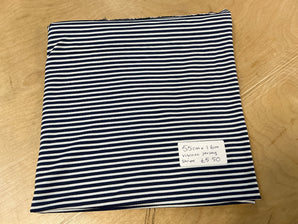 REMNANT - 55cm x 1.6M Navy Viscose Jersey Stripe
