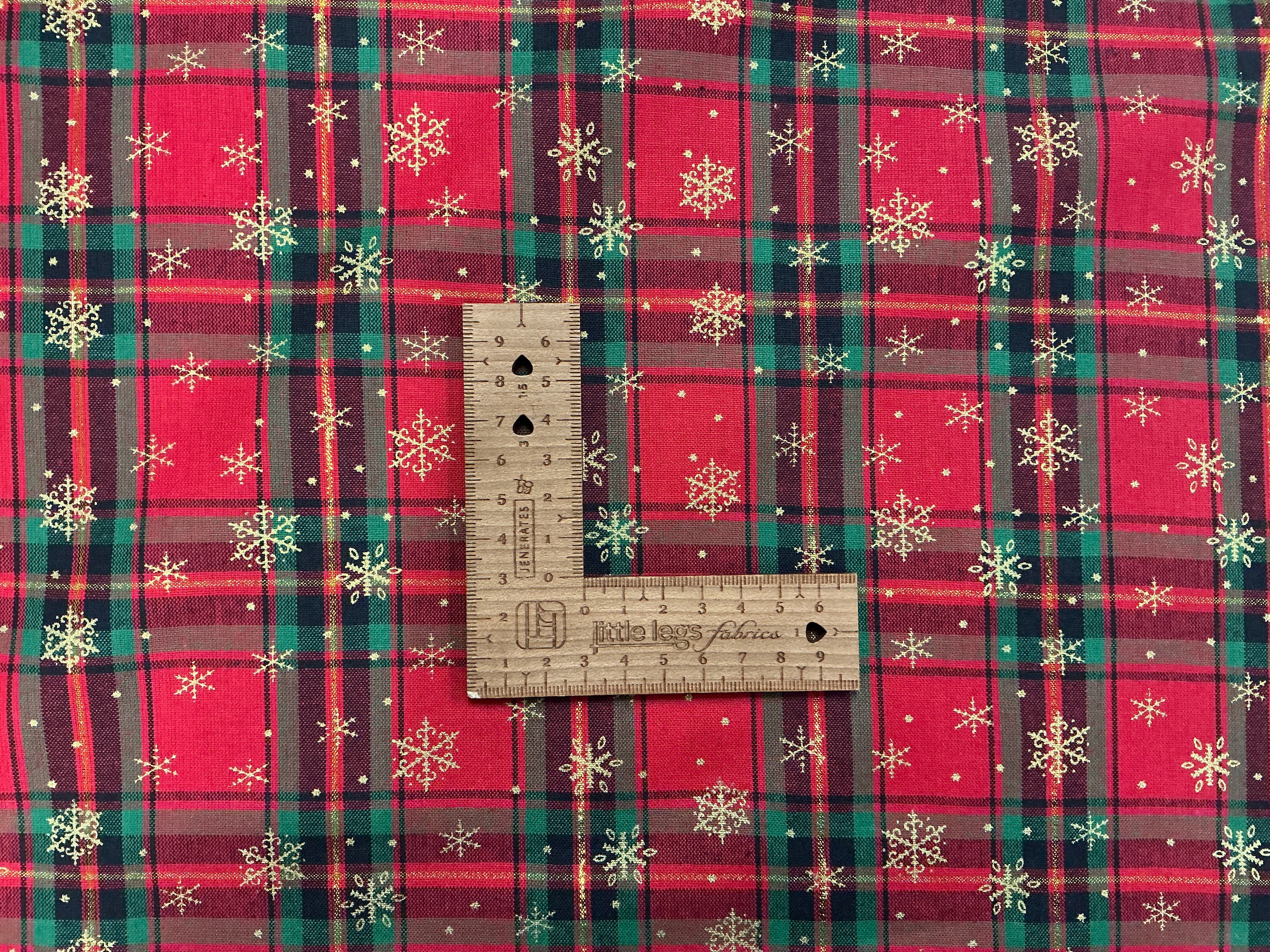 Gold Snowflake Tartan Cotton Poplin