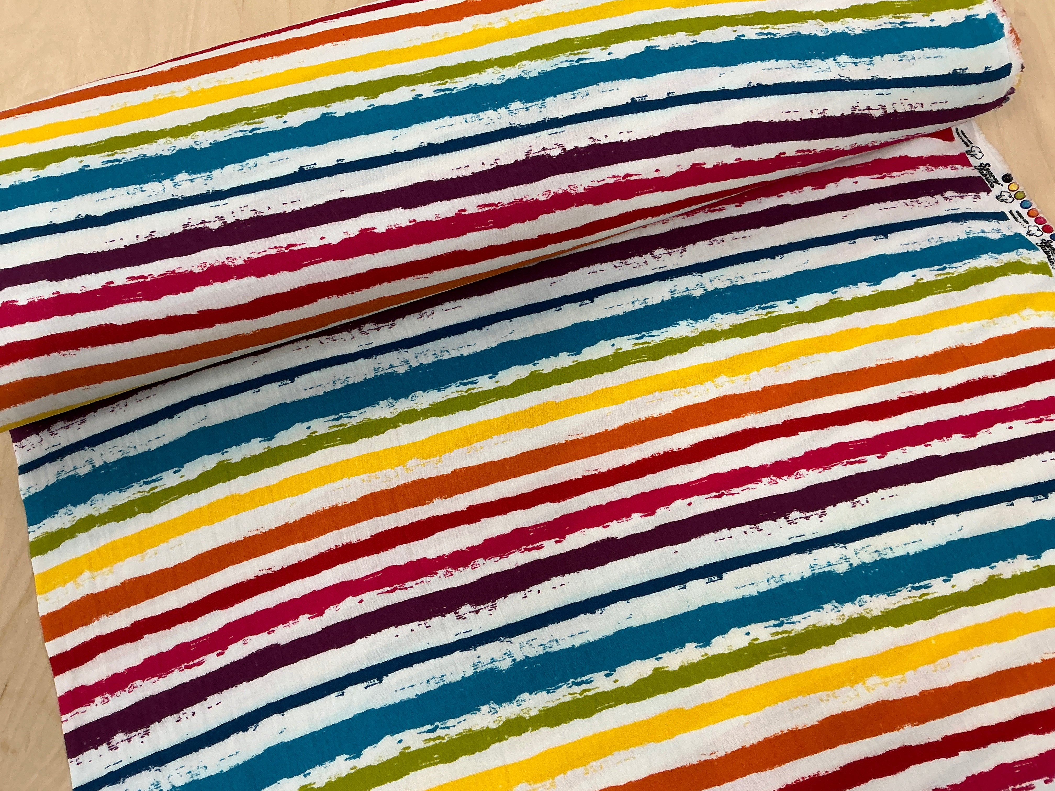 Colourful Rainbow Stripe Double Gauze