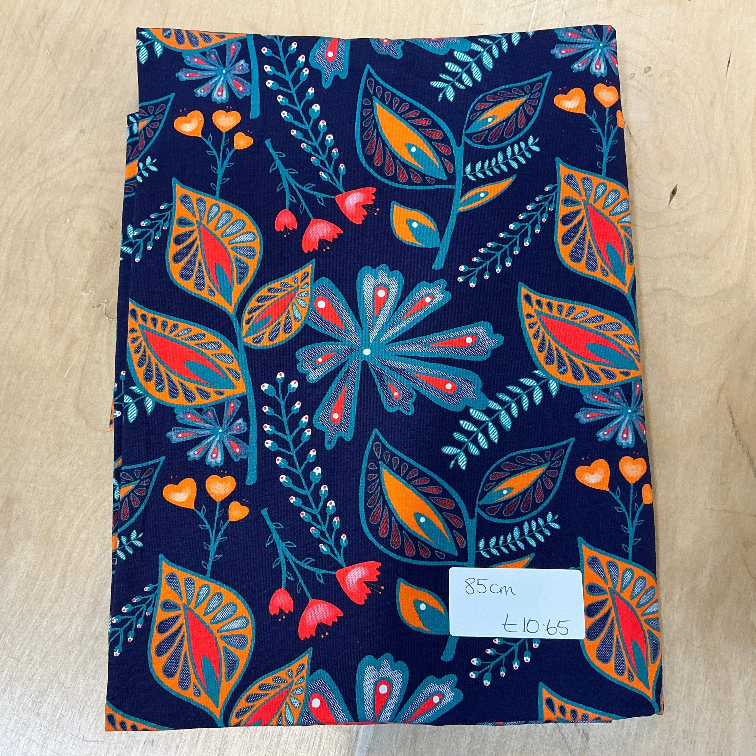 REMNANT - L85cm x W145cm Folky Flowers Jersey