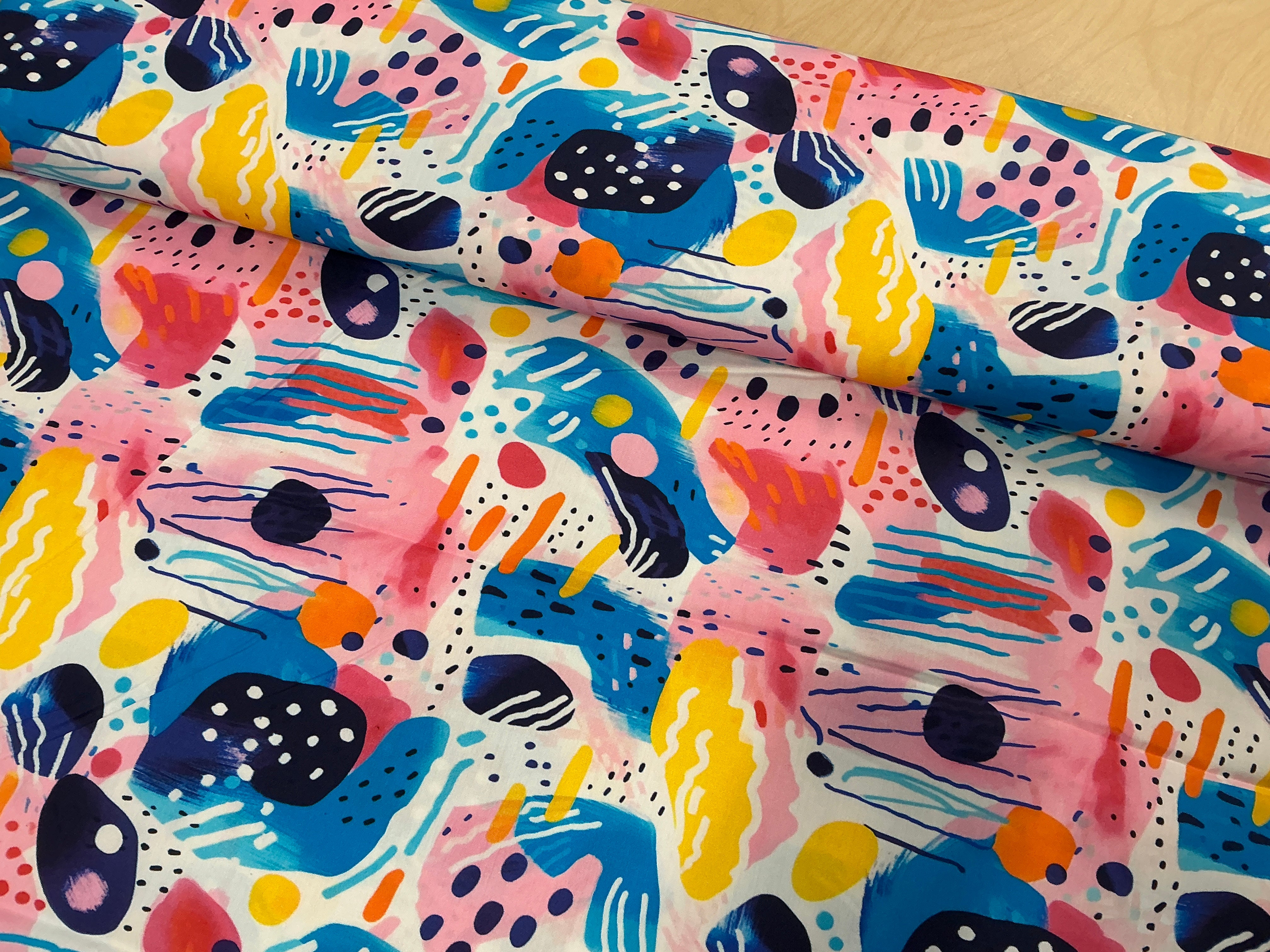 Watercolour Abstract Cotton Poplin