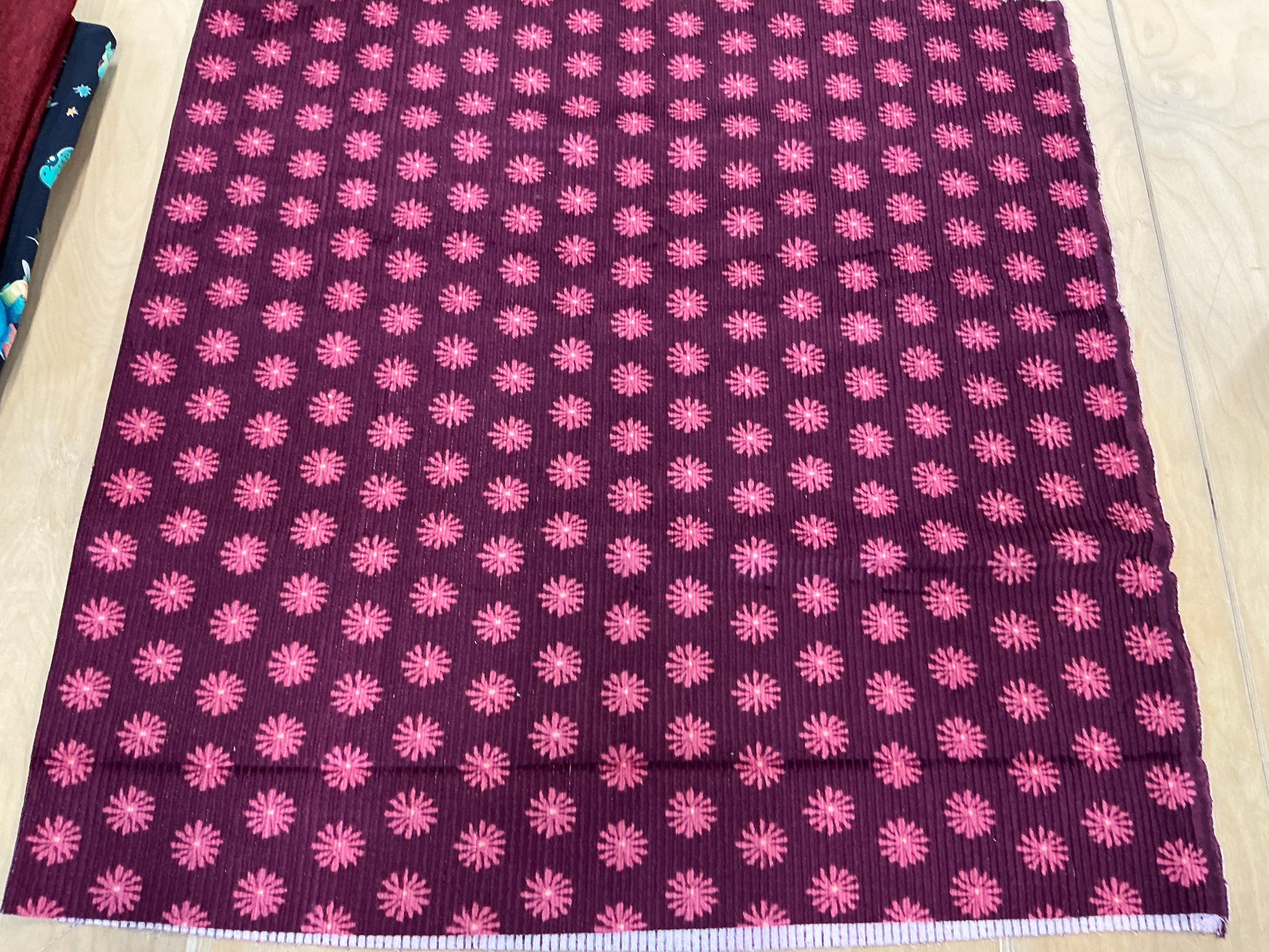 REMNANT  - (FLAWED) L75cm x W150cm Wine Floral Cord