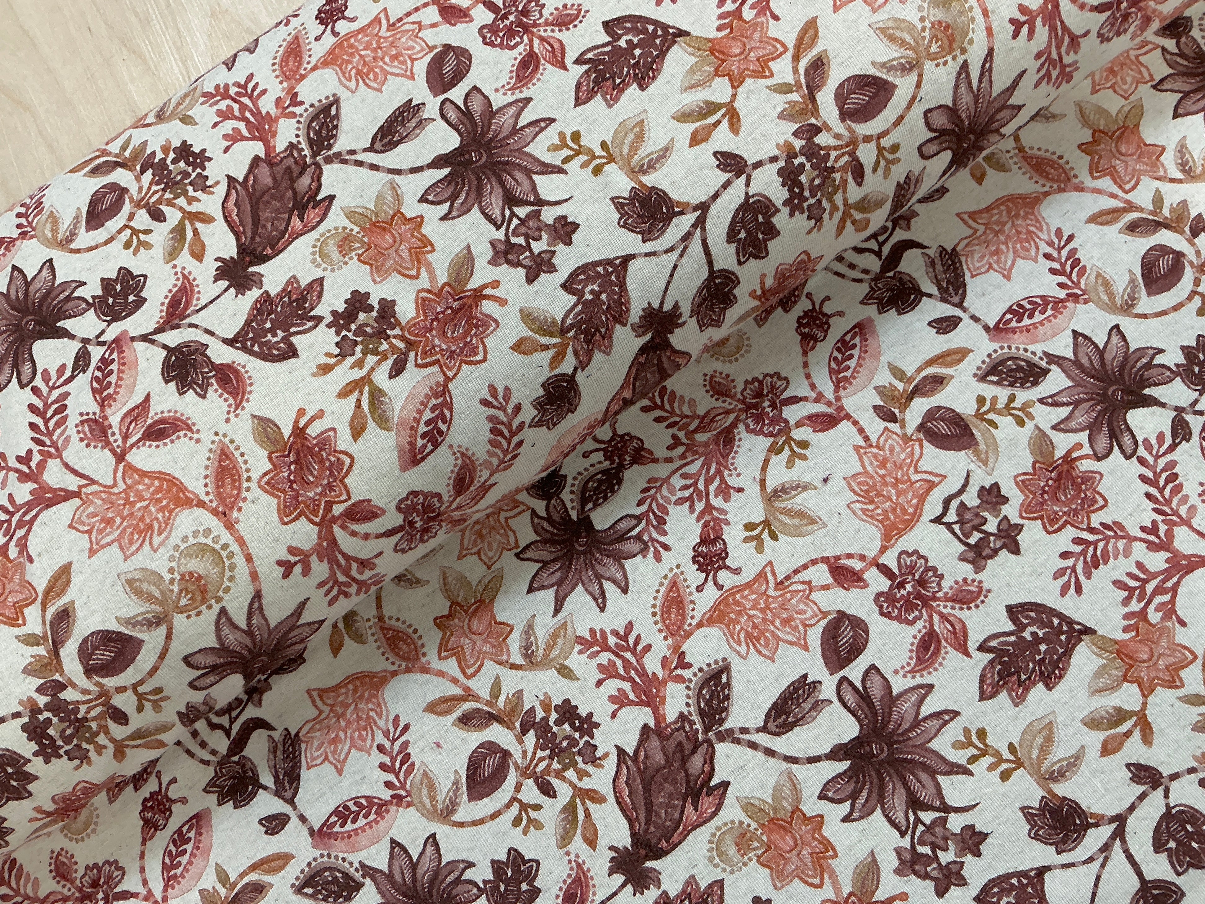 Decorative Flowers Linen Blend Jersey