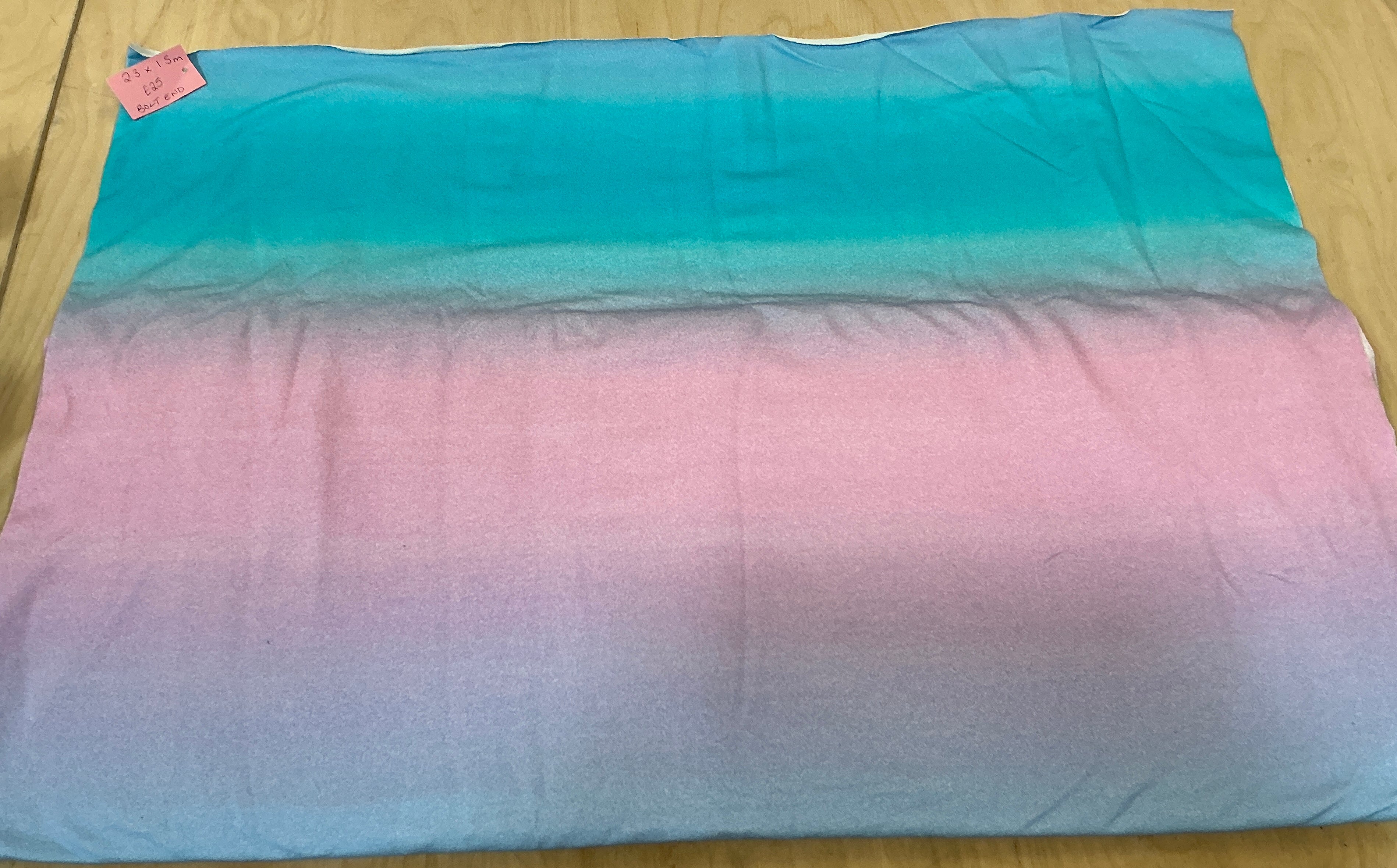 BOLT END - L2.3m x 1.5m Pink and Aqua Ombré French Terry