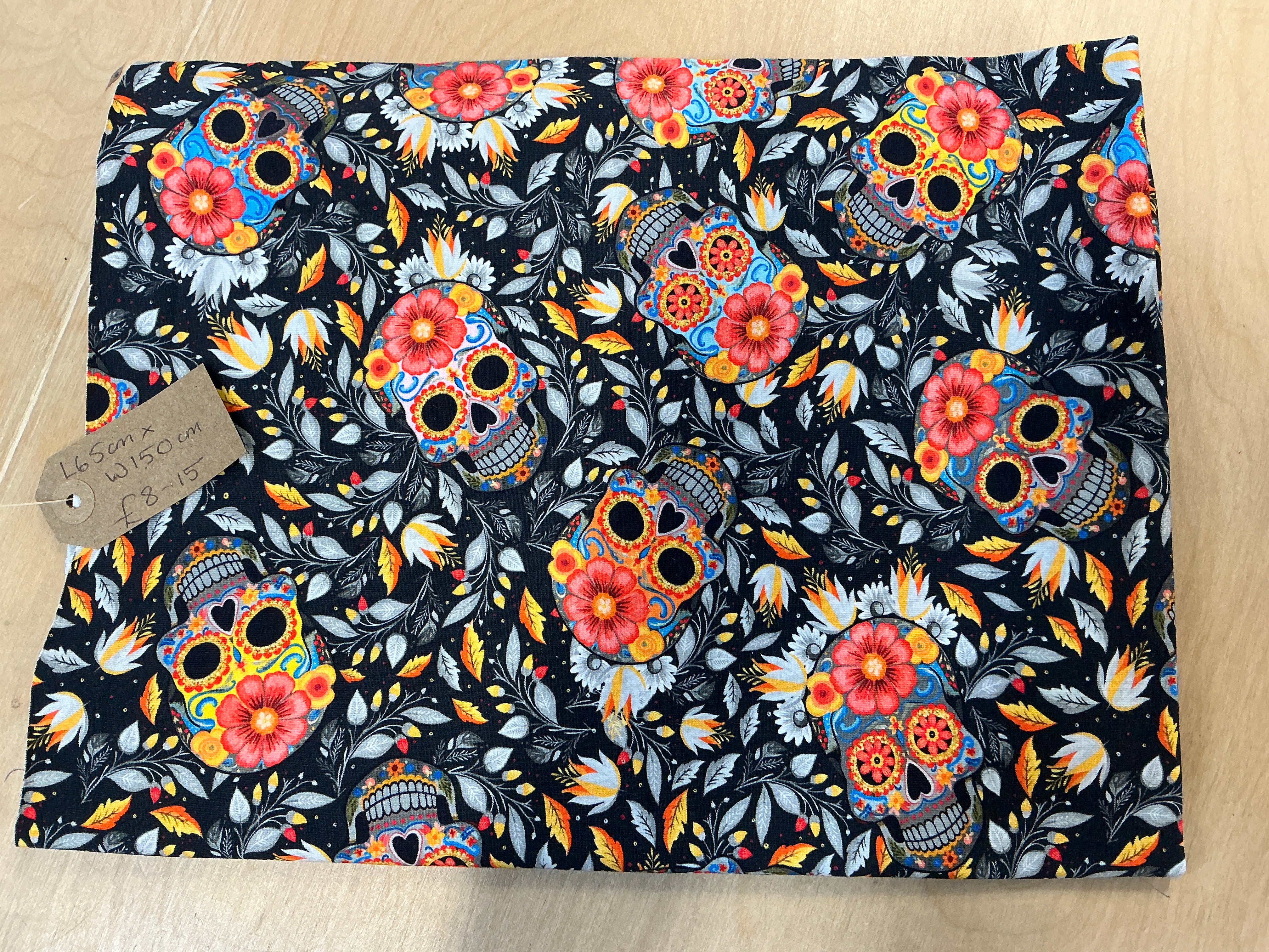 REMNANT - L65cm x W150cm Flower Skulls Jersey