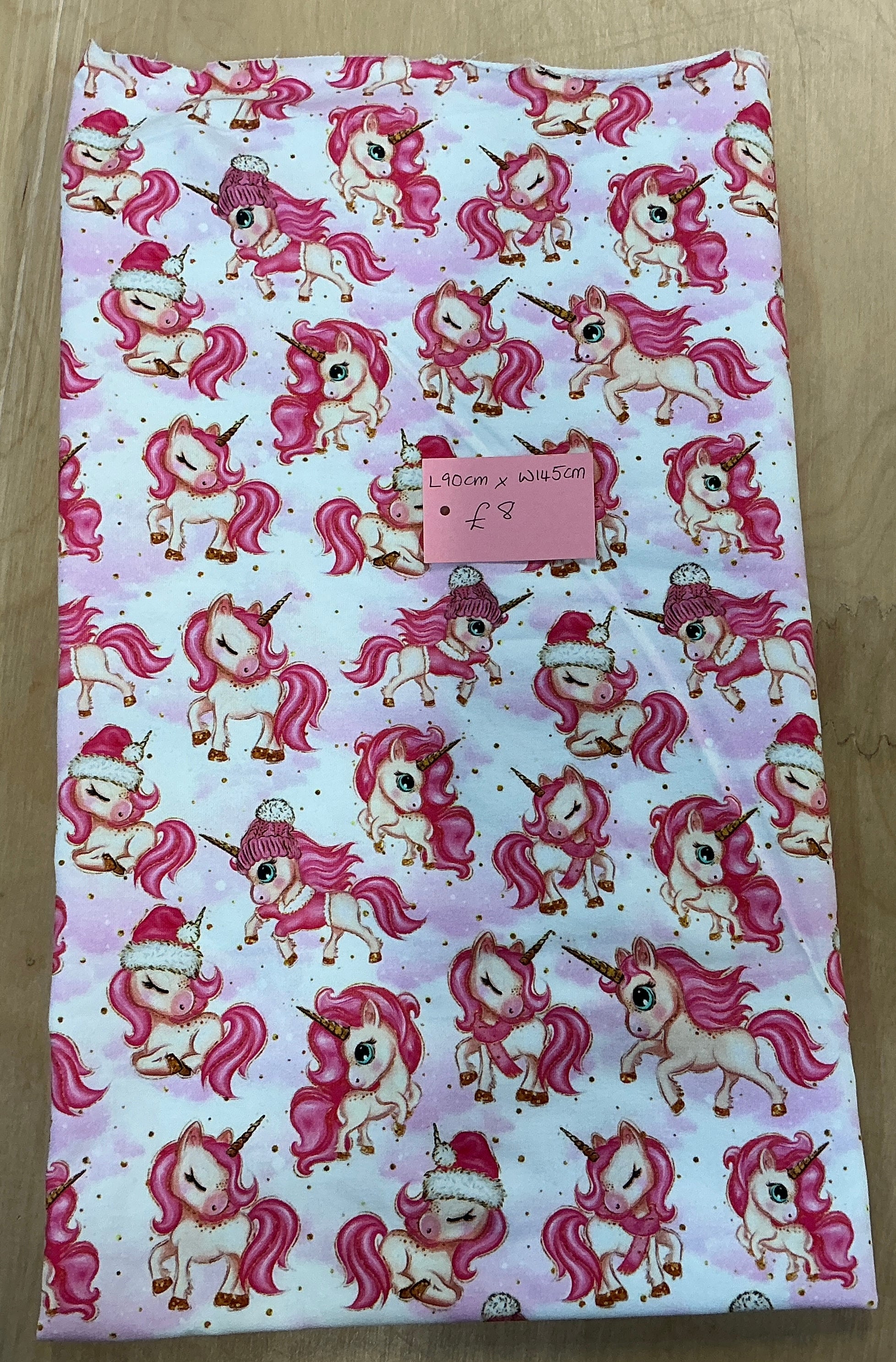 REMNANT  - L90cm x W145cm Christmas Unicorn Jersey