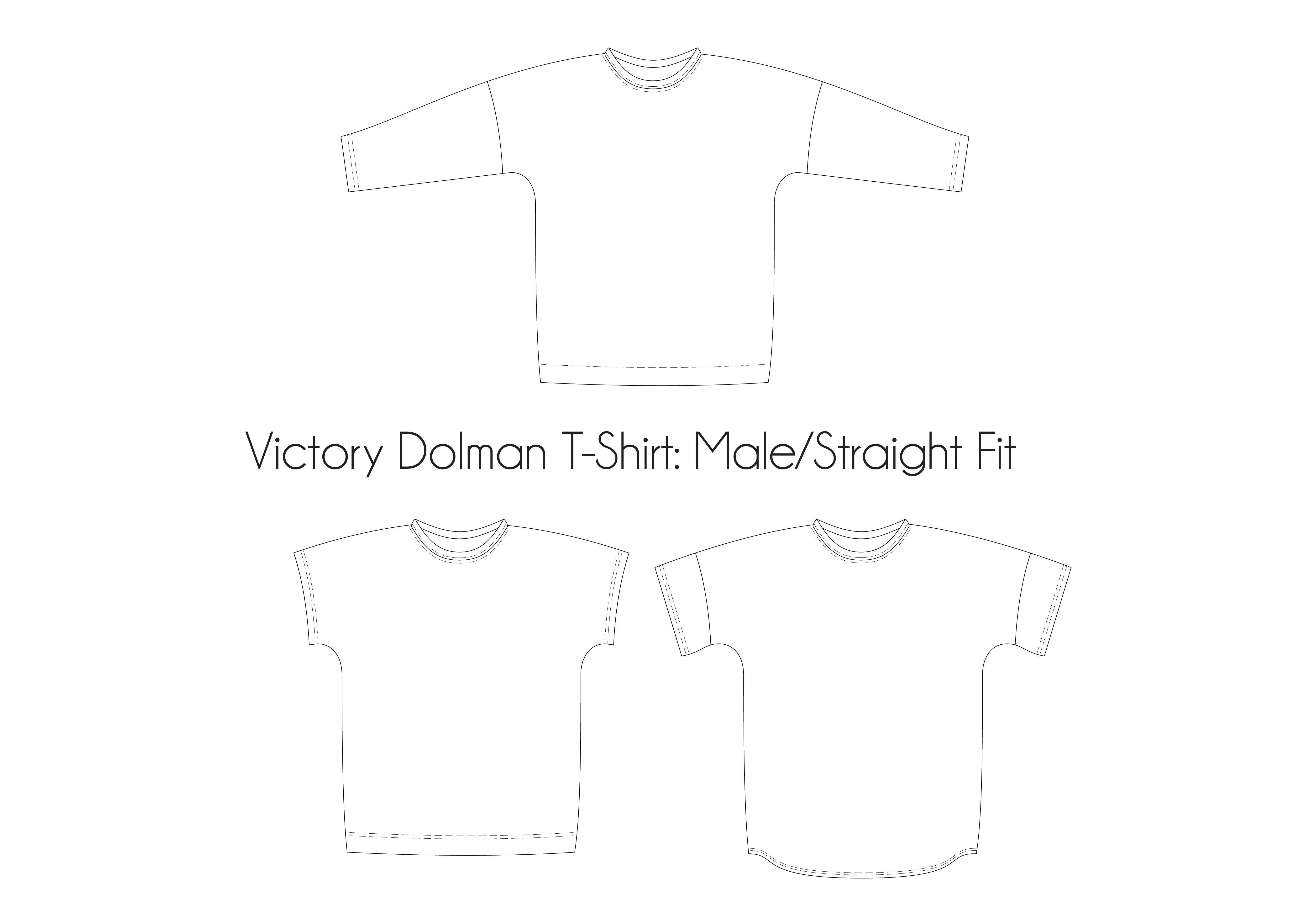 Victory Dolman T-Shirt Adult male/Straight Fit  Waves and Wilds Paper Pattern