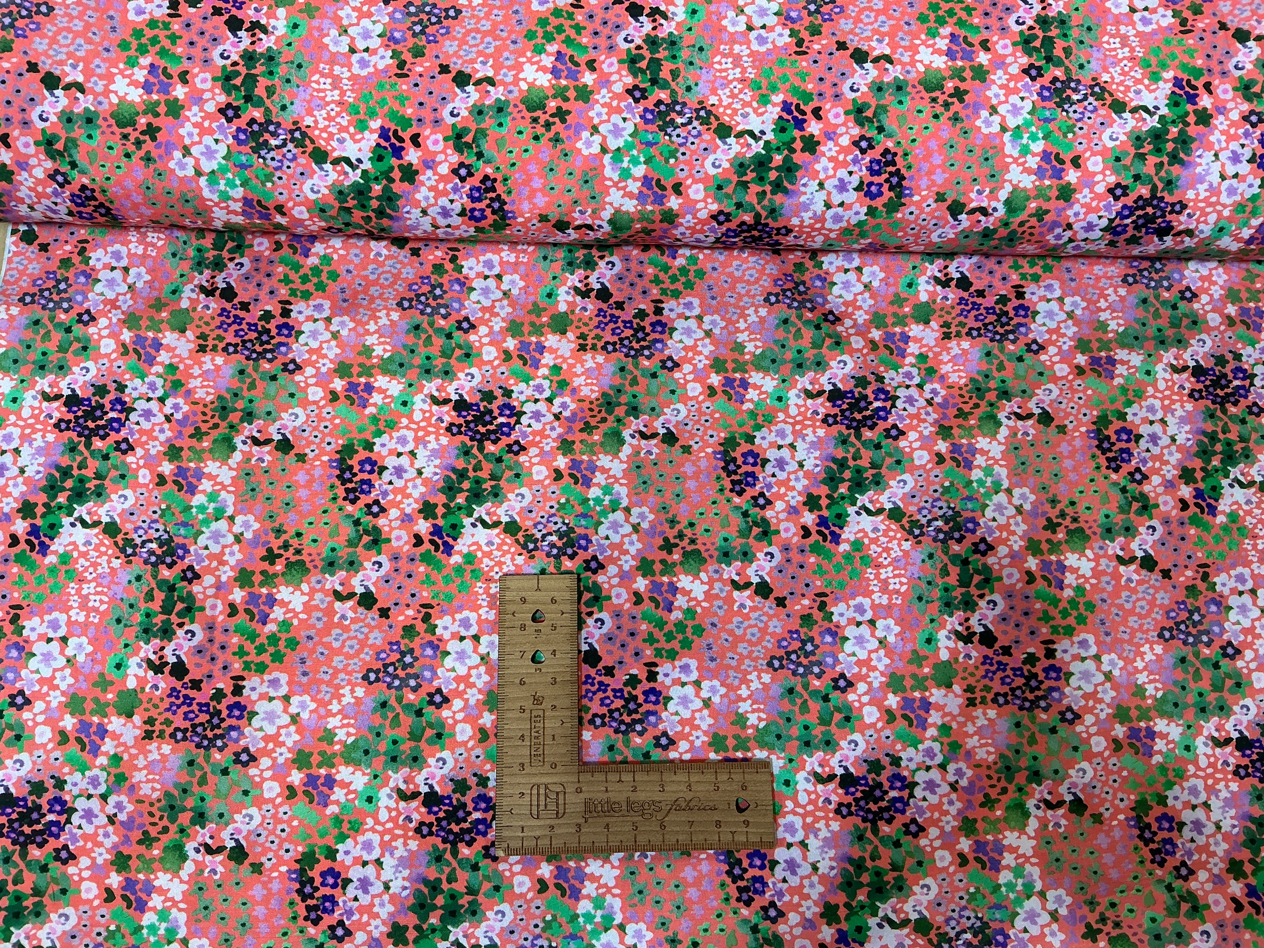 Peach Floral Poly Crêpe
