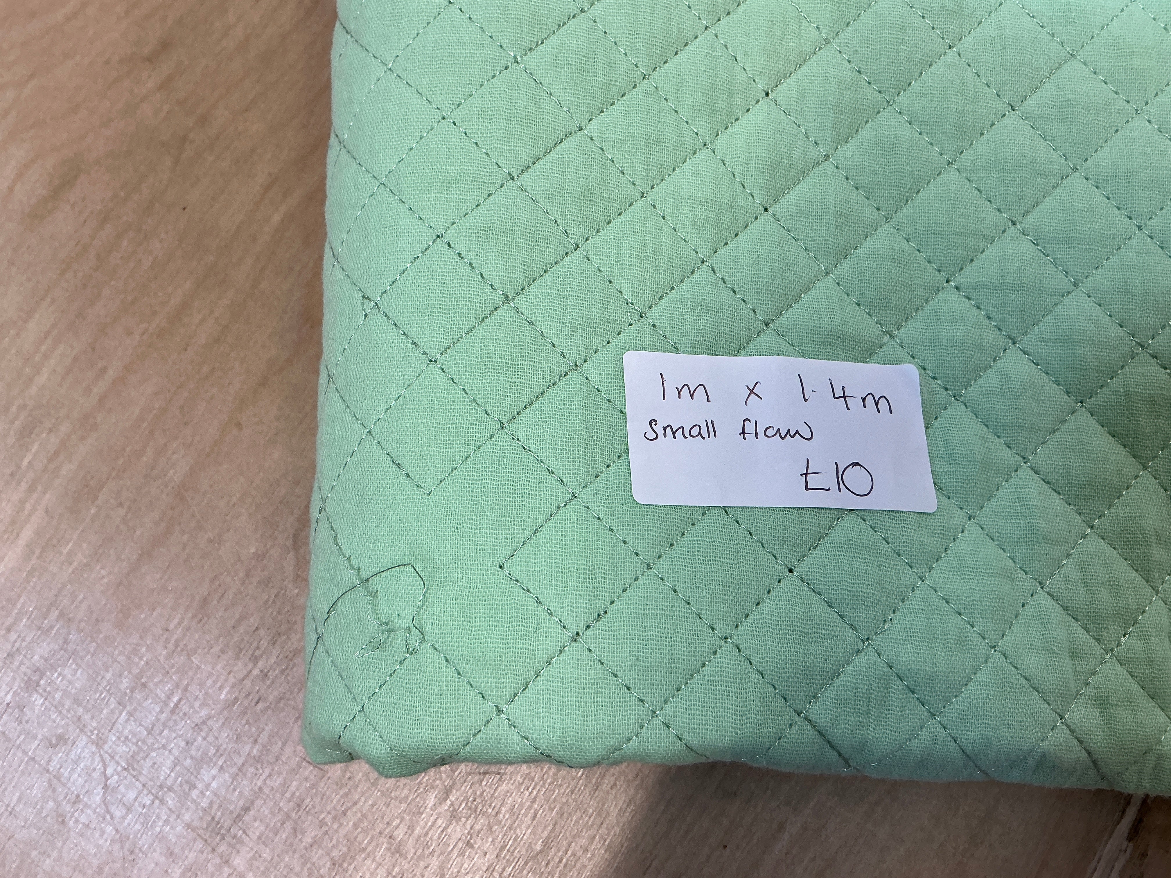 REMNANT - (FLAWED) L1M x W1.4M Mint Quilted Double Gauze