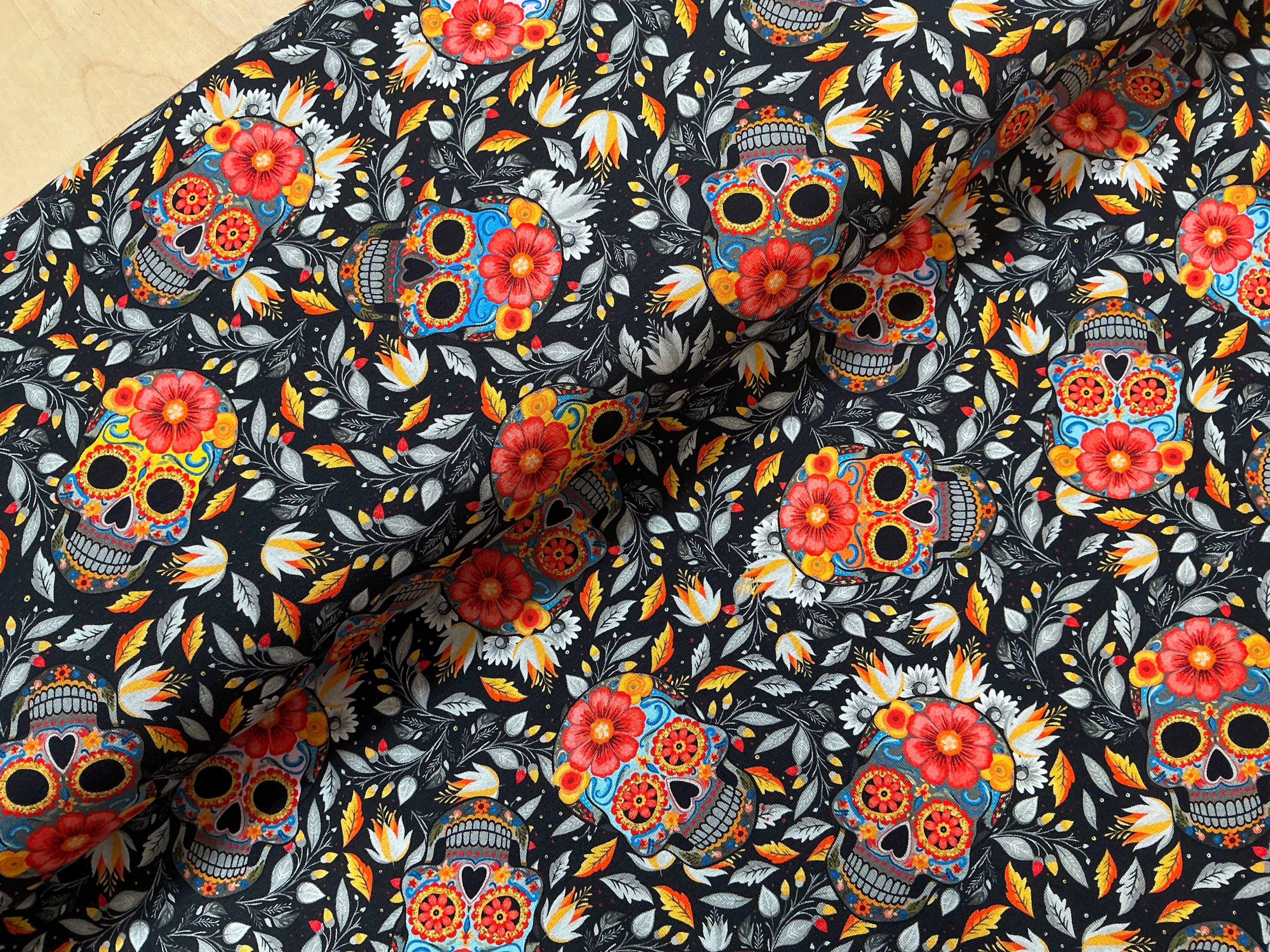 Boho Sugar Skulls Cotton Jersey