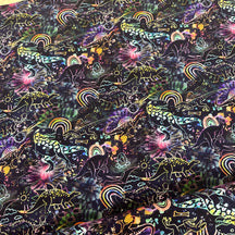PRE ORDER Neon Dino Doodle BRUSHED BACK French Terry - DUE IN STOCK END OCTOBER