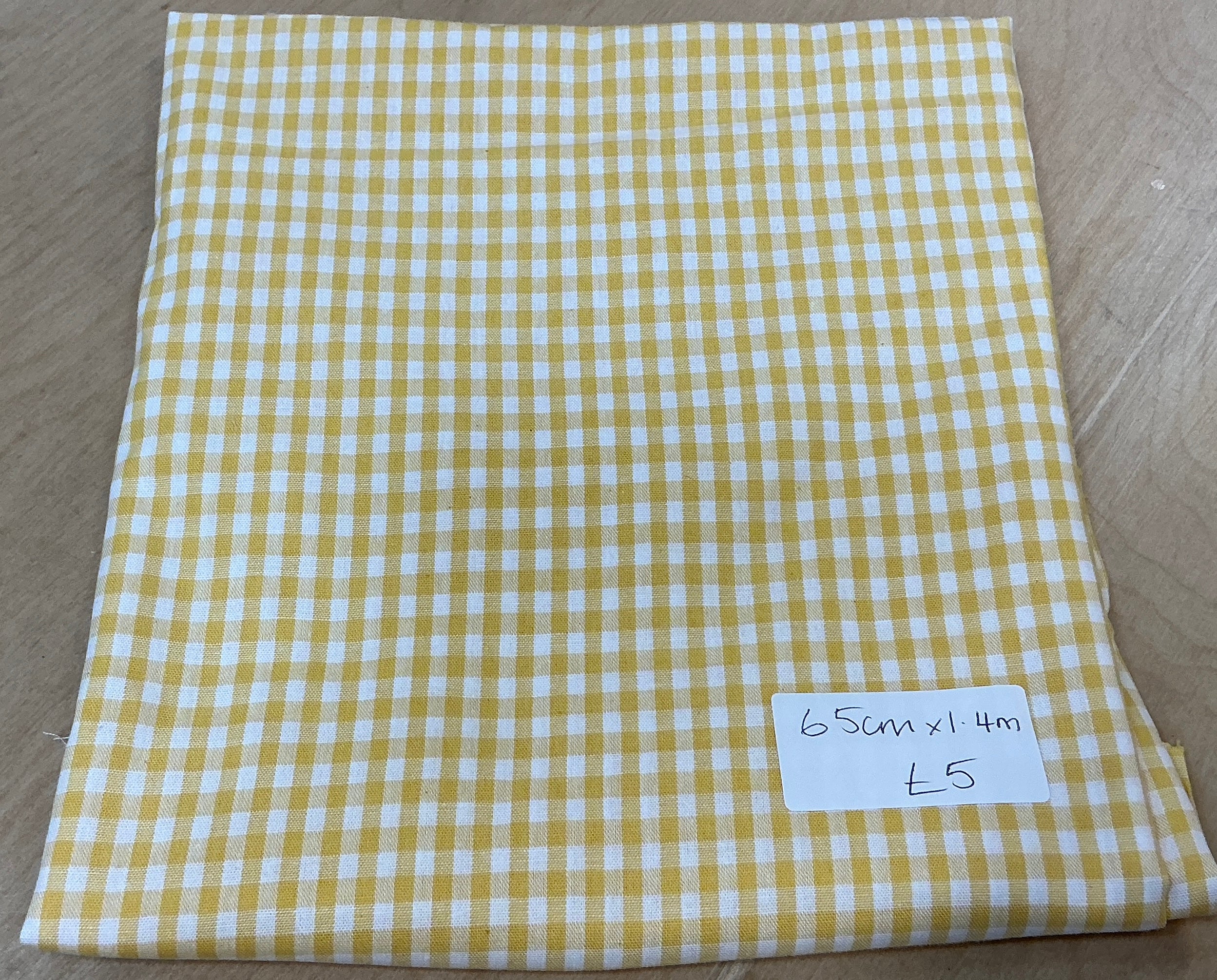 REMNANT - L65cm x W1.4M Yellow Gingham Cotton