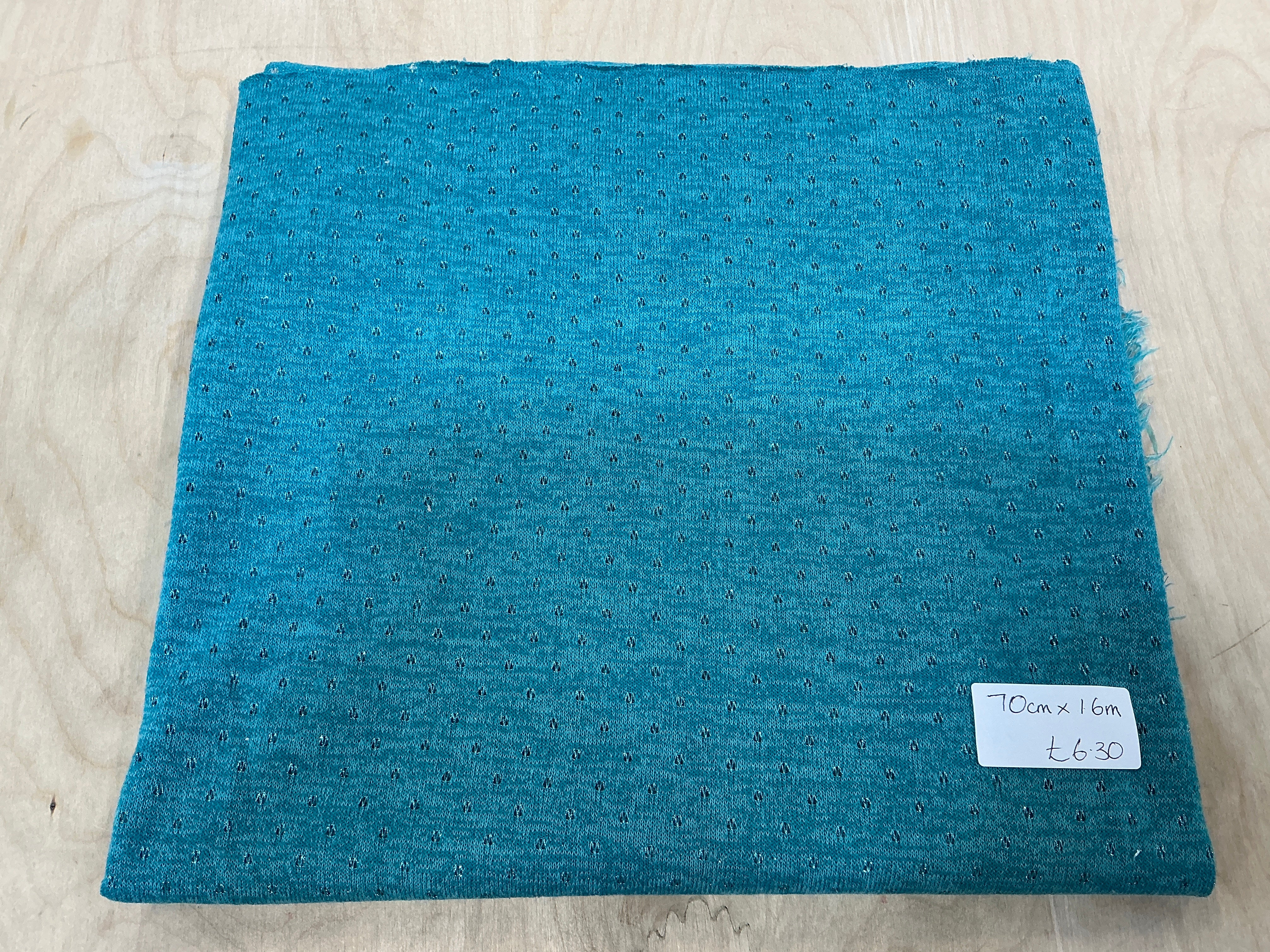 Remnant - L70cm x W1.6m Turquoise Glitter Knit Dobby