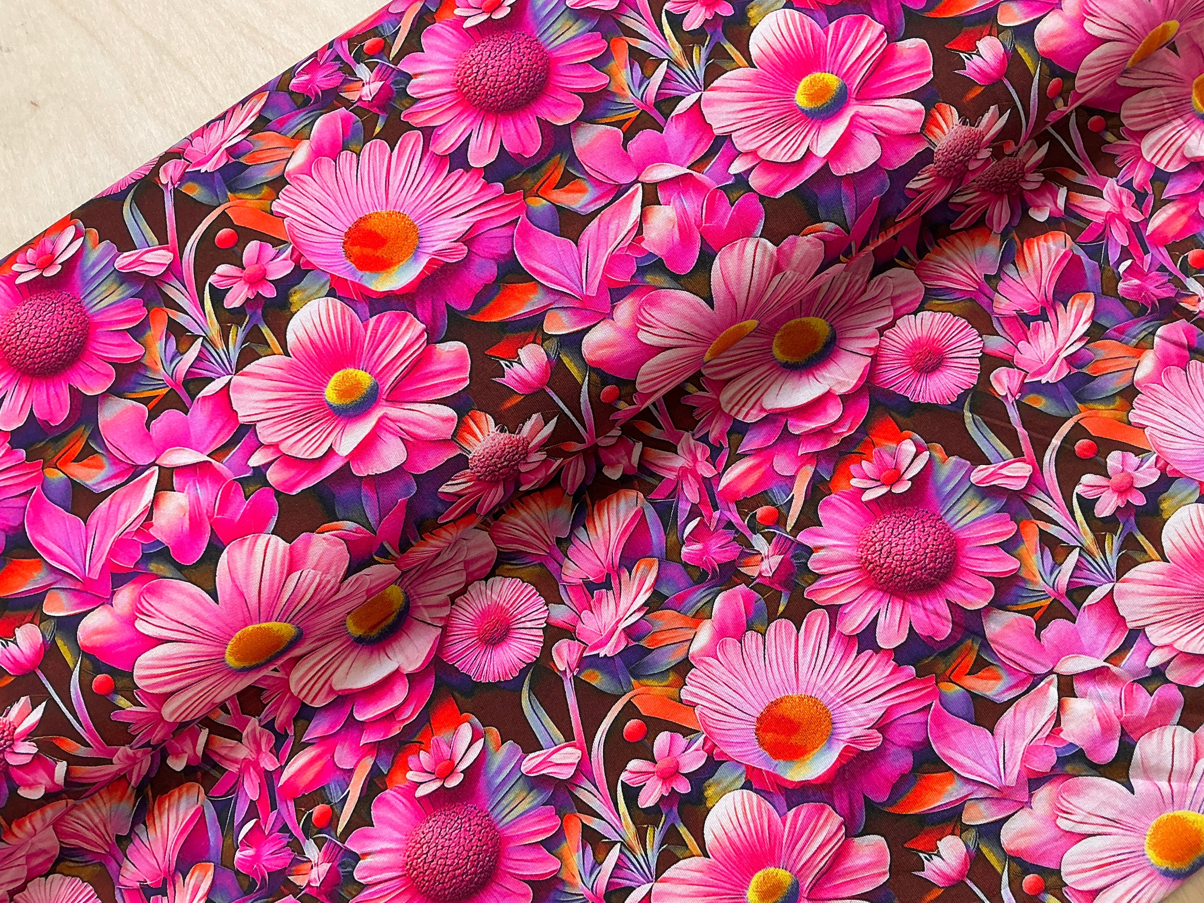 3D Look Pink Floral Viscose Jersey
