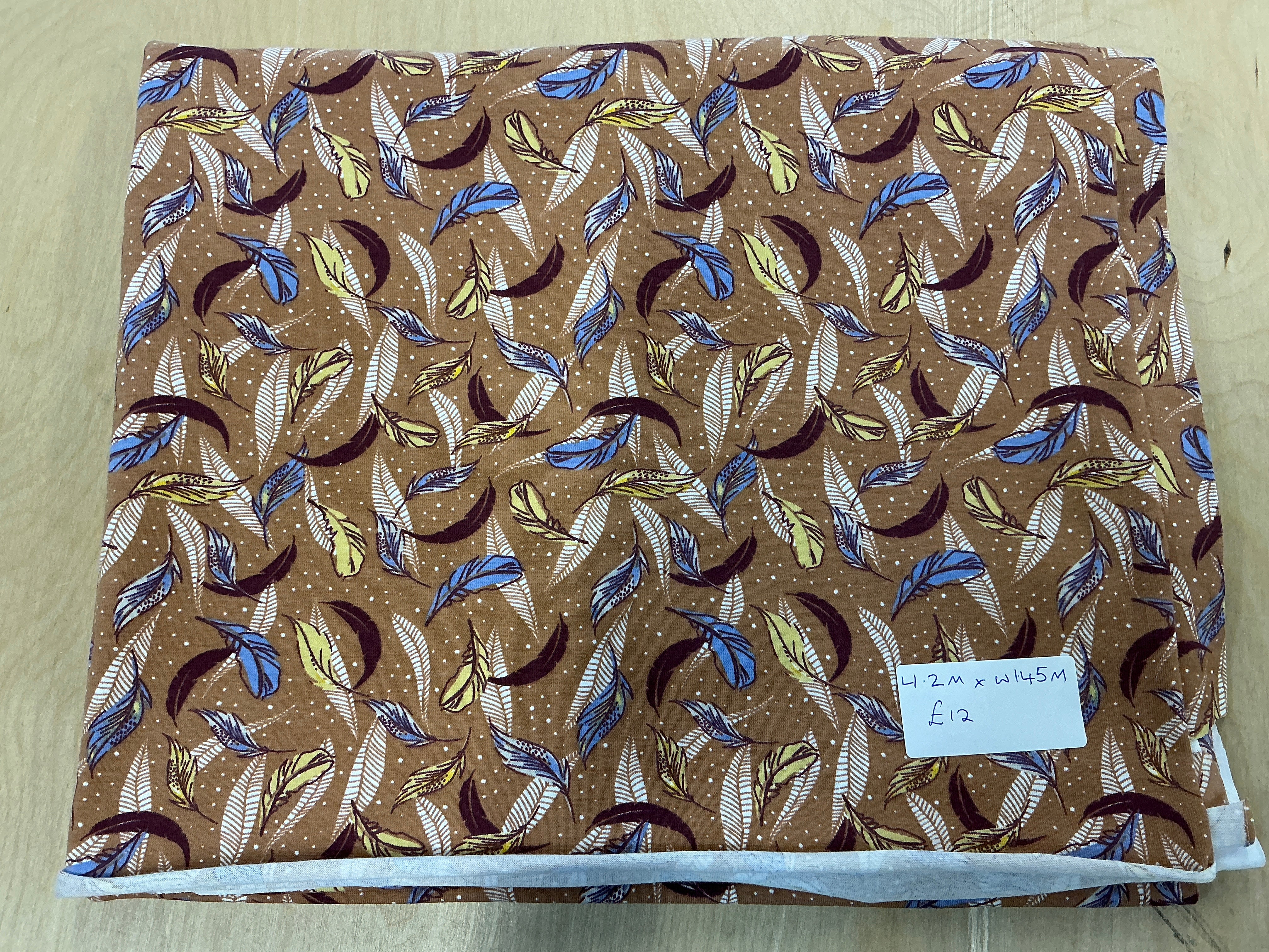 BOLT END - L1.2M x W1.45M Caramel Feathers Organic Jersey
