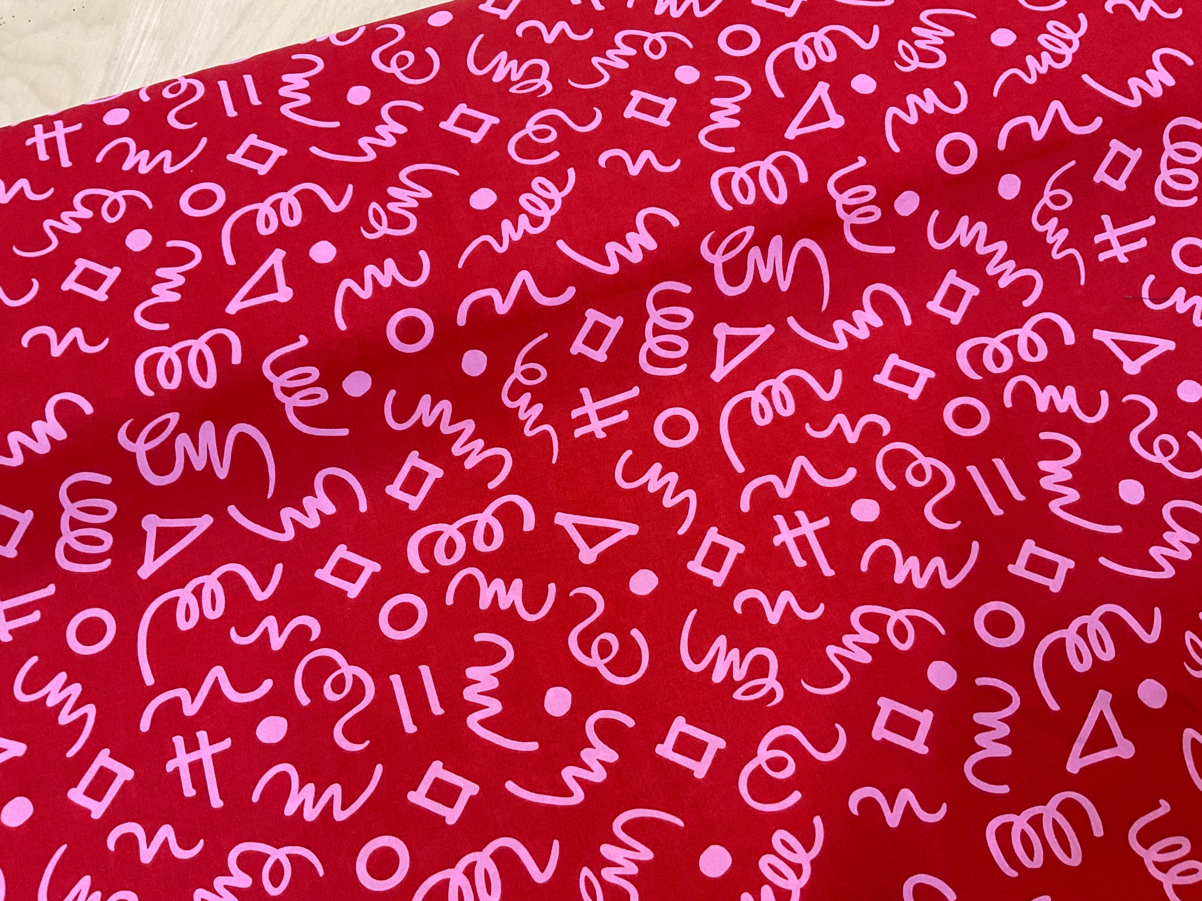 Geometric Doodle Red Fine Cotton Poplin
