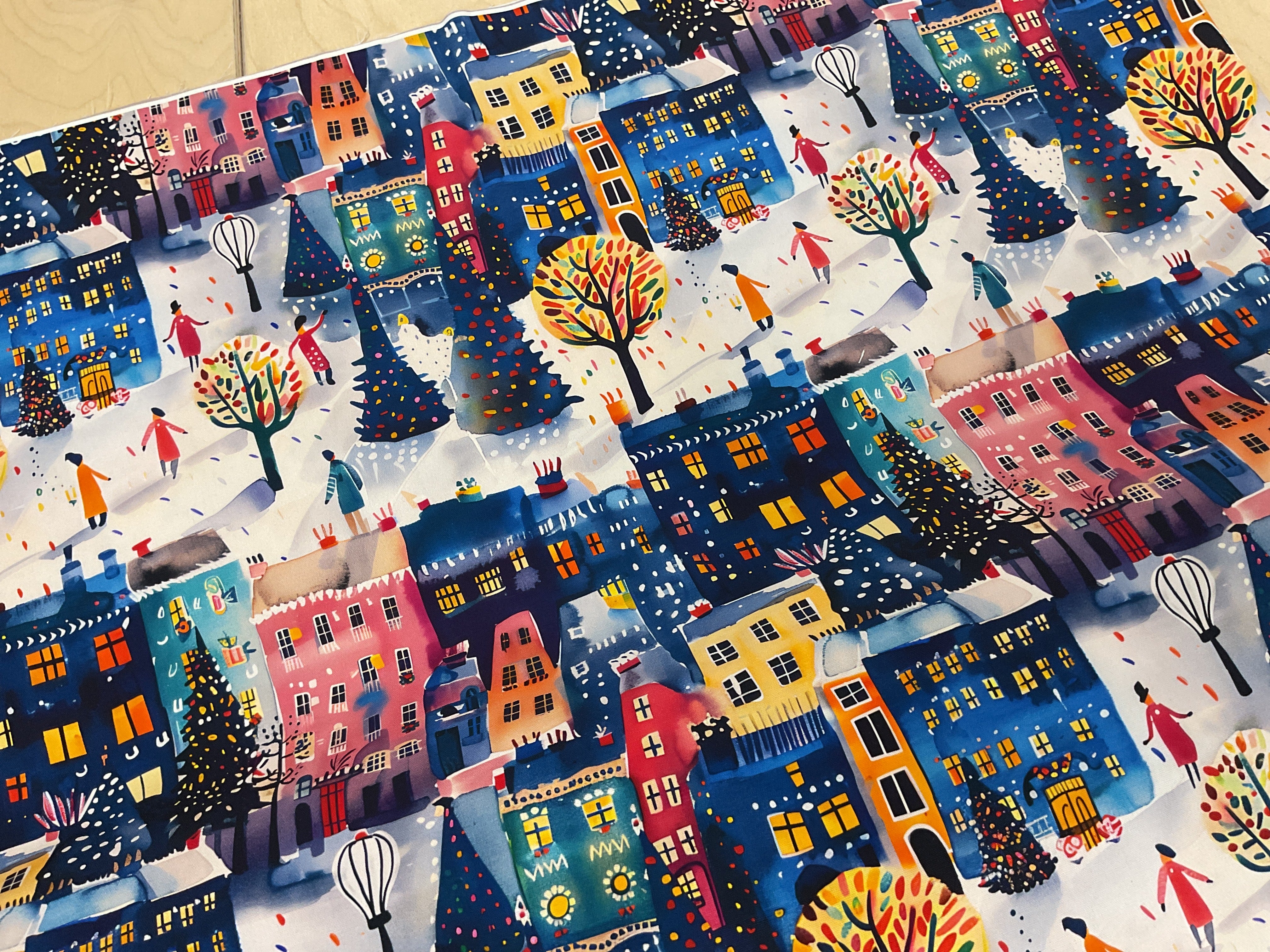 The Village at Christmas Cotton Canvas