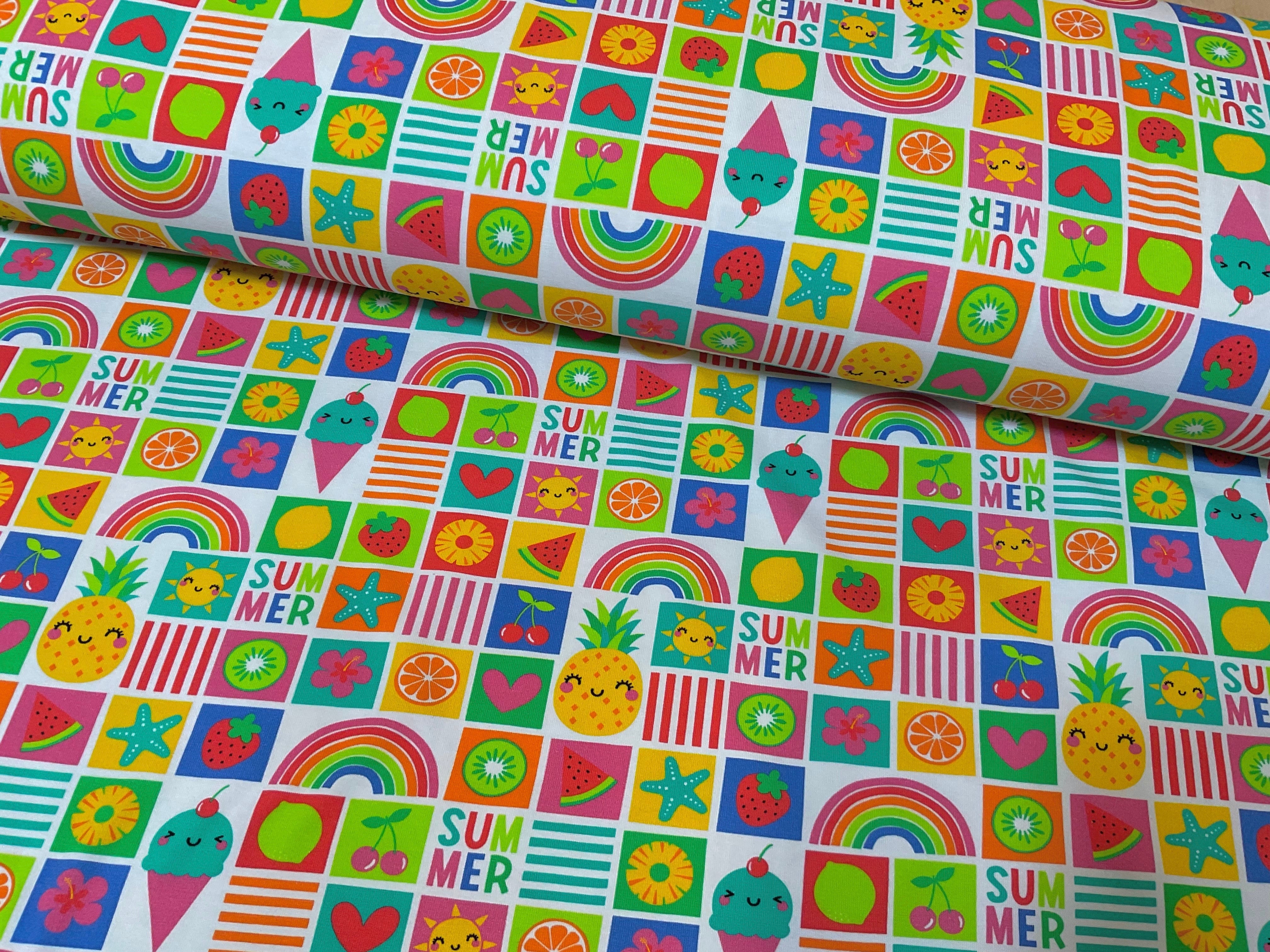 Summer Squares Cotton Jersey