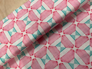Coral Modern Geometric Linen Blend Slub