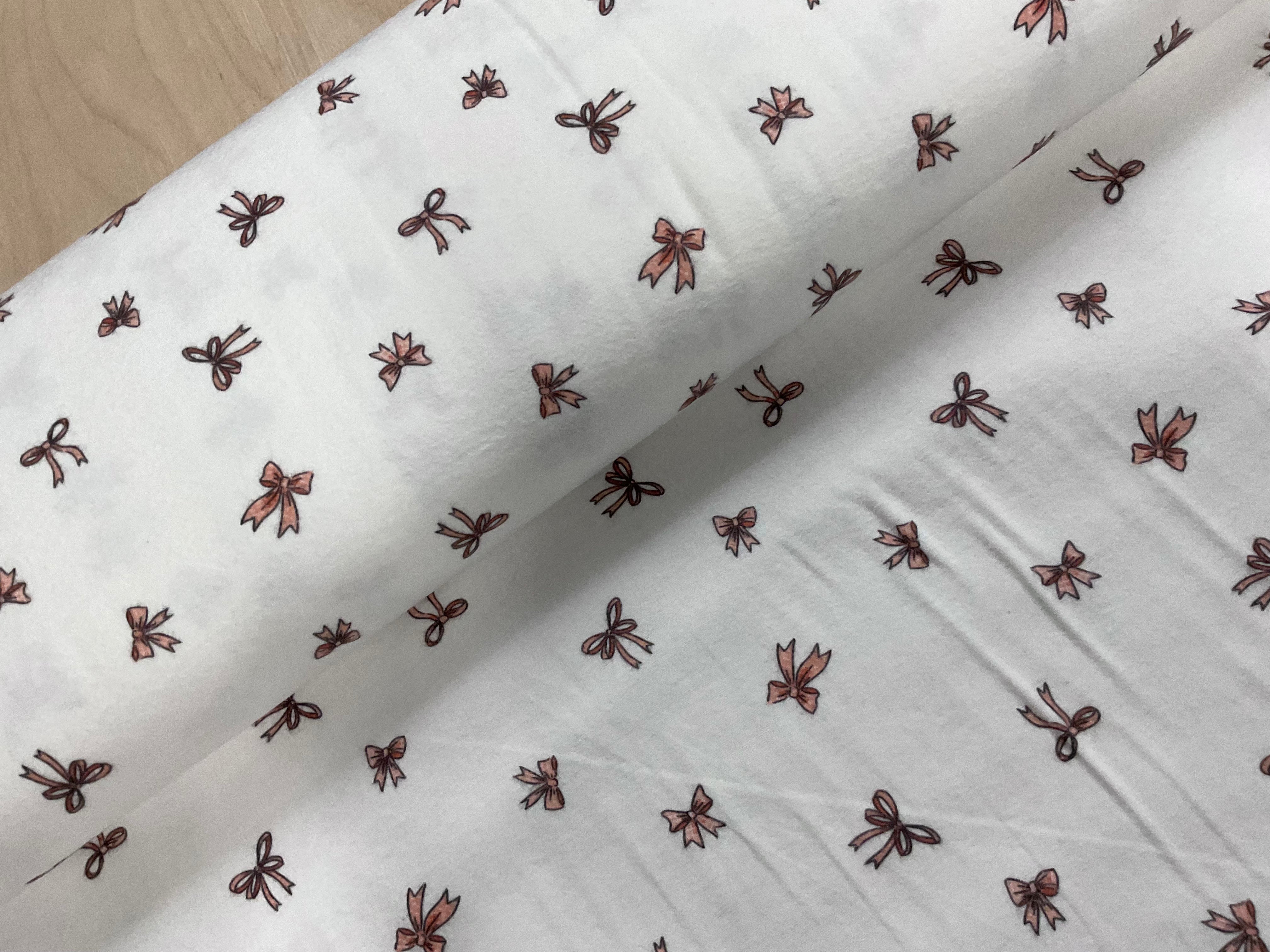 Pink Bow Cotton Flannel