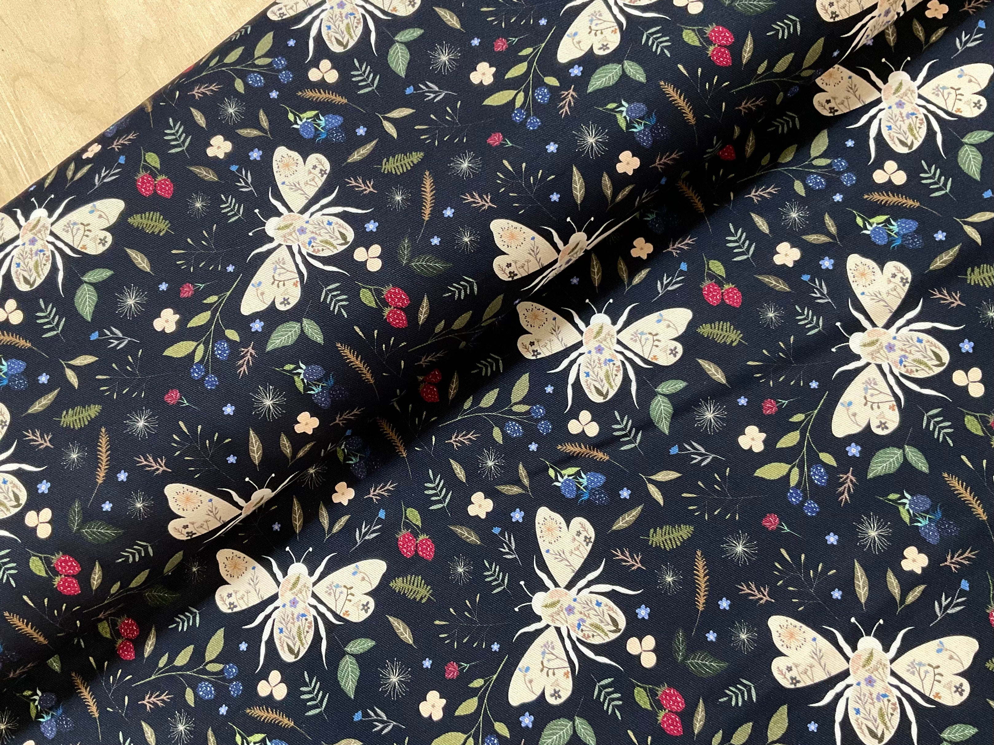 Bees and Berries Cotton Twill