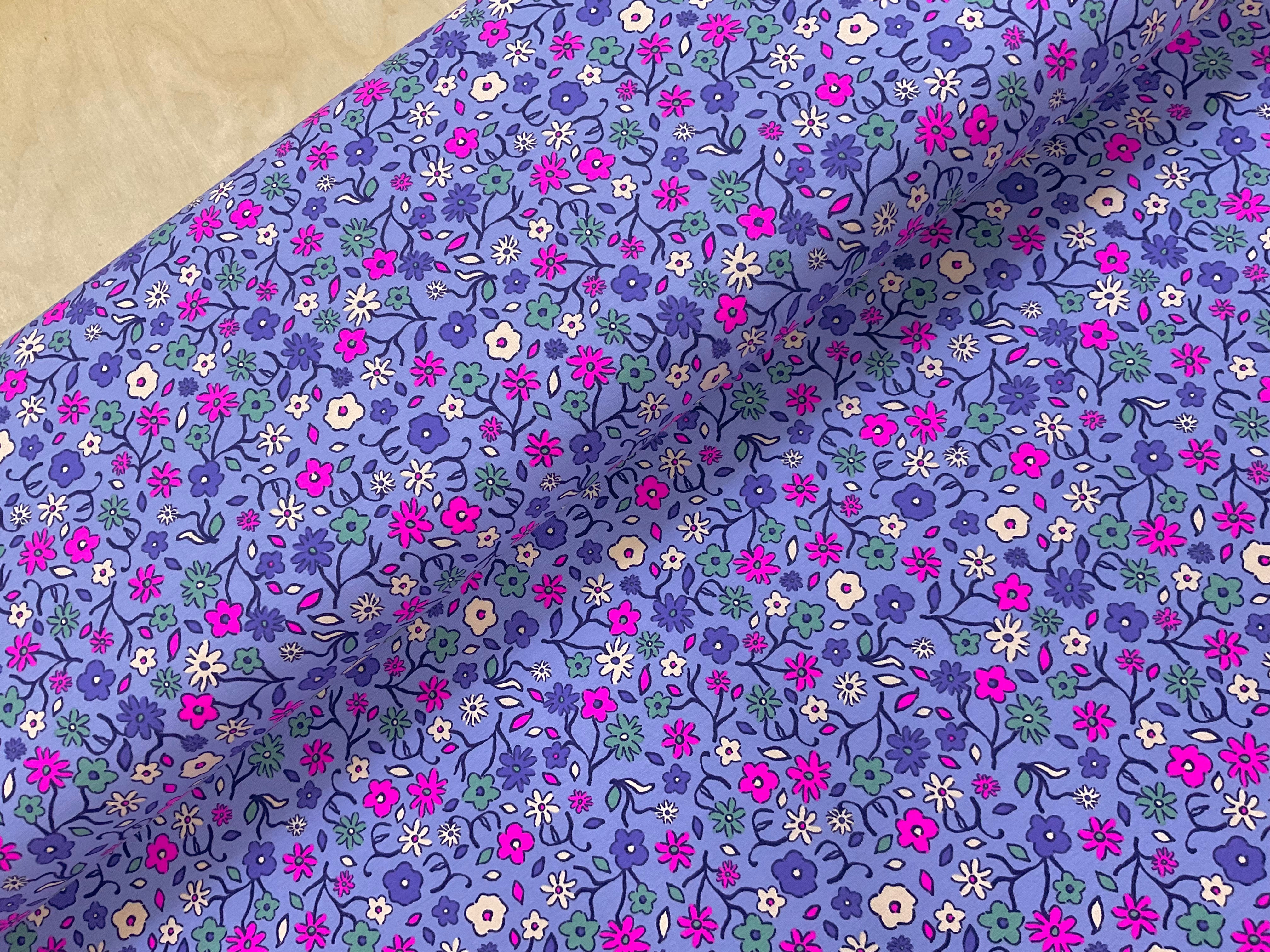 Neon Flowers Cotton Jersey Fabric