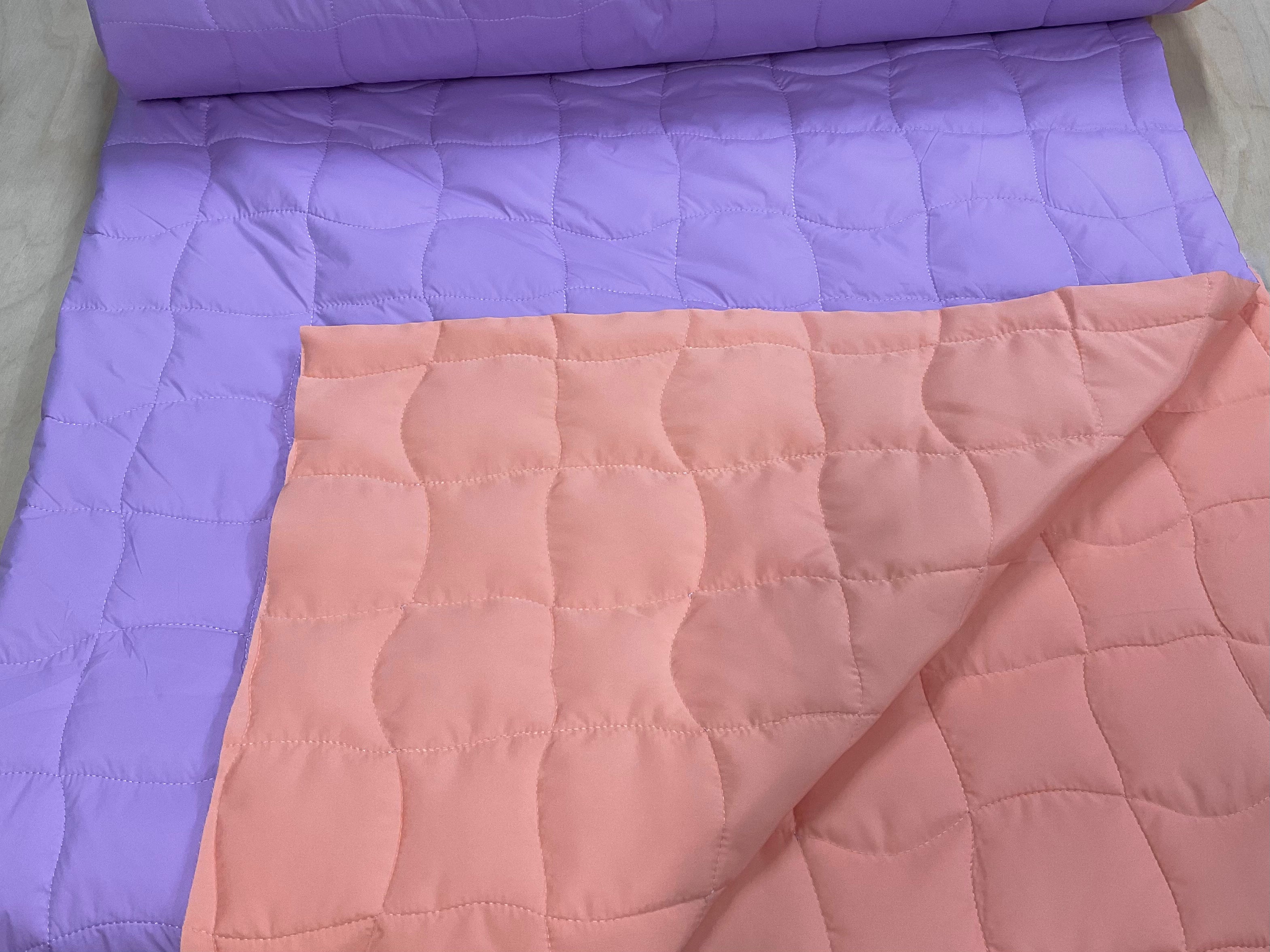Lilac and Apricot Reversible Wiggle Quilted Fabric