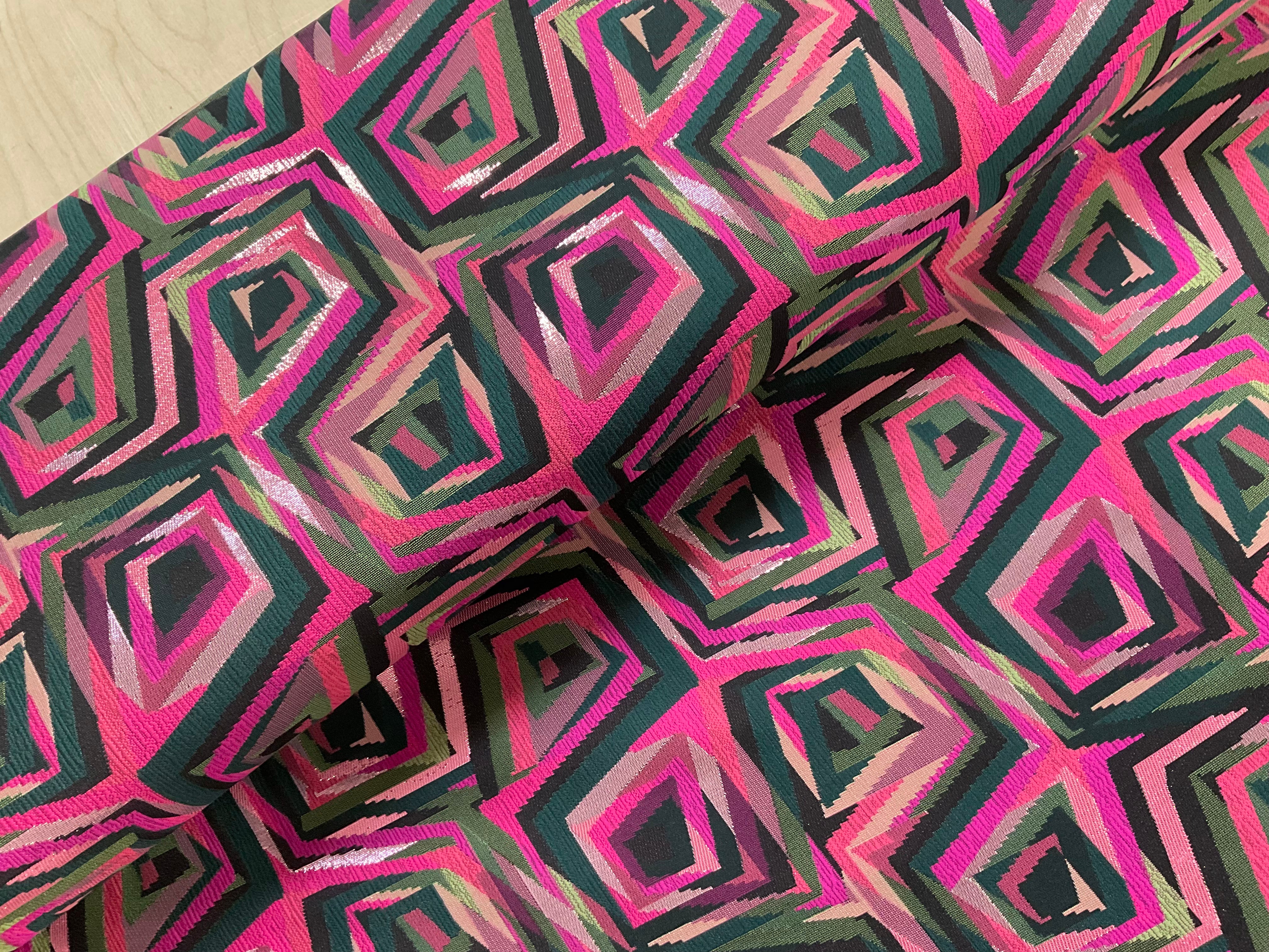 Fuchsia Abstract Metallic Brocade