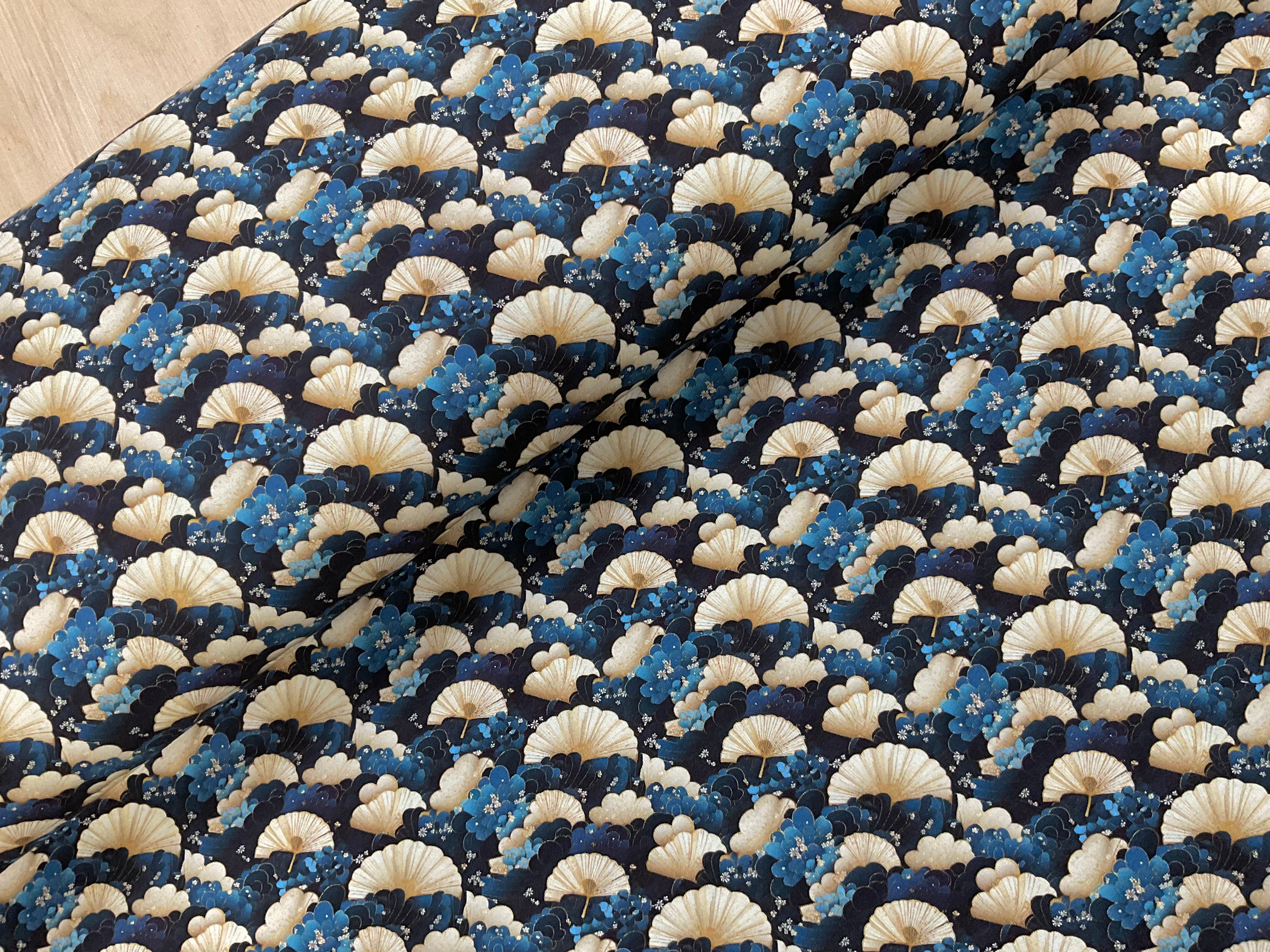 Sapphire Fan Garden Cotton Jersey