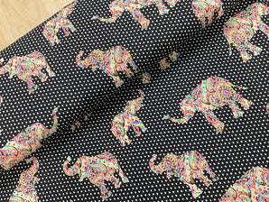 Decorative Elephants Cotton Poplin