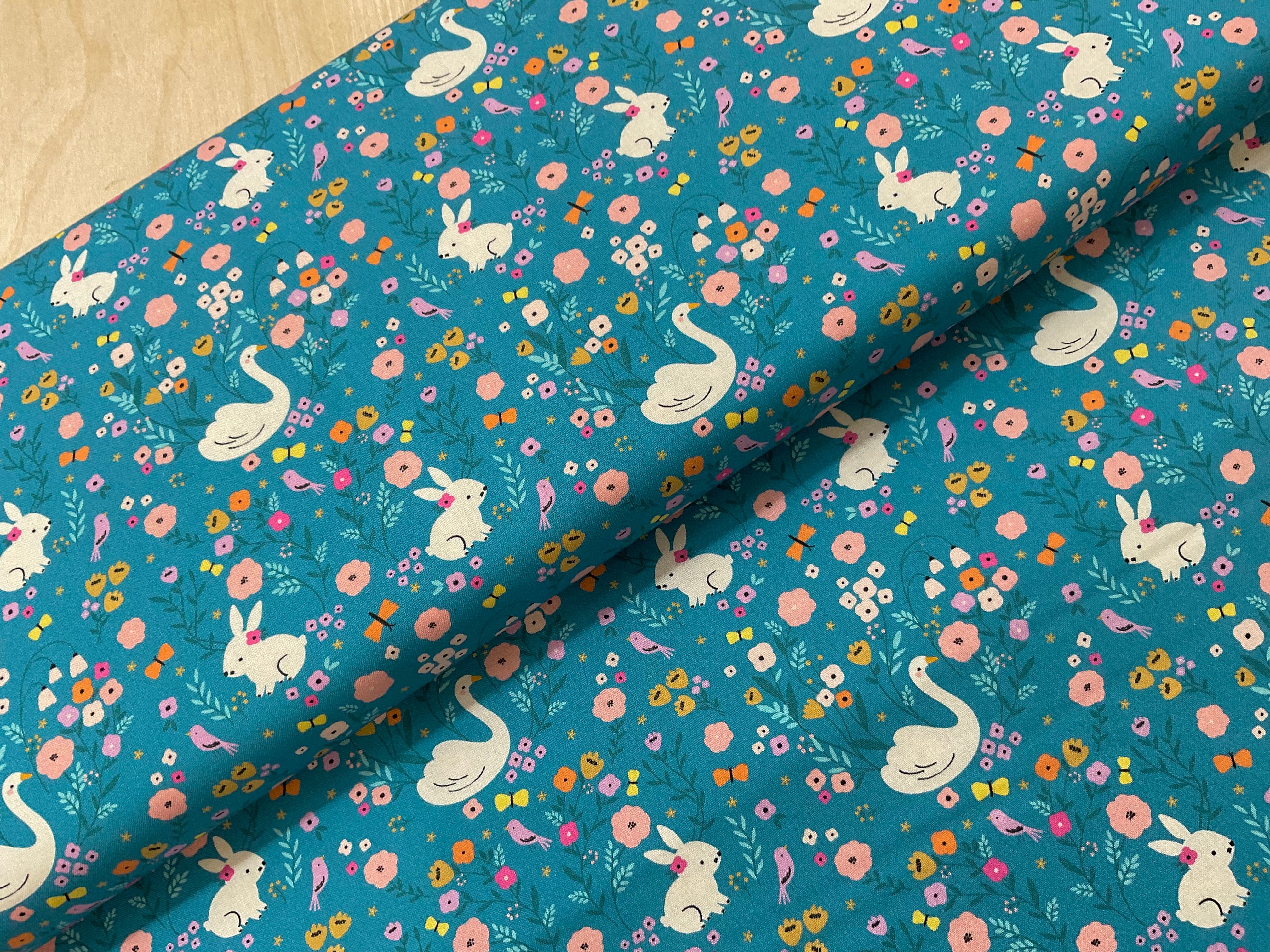 Spring Meadow Bunnies and Swans by Yolande Six for Dashwood Studio