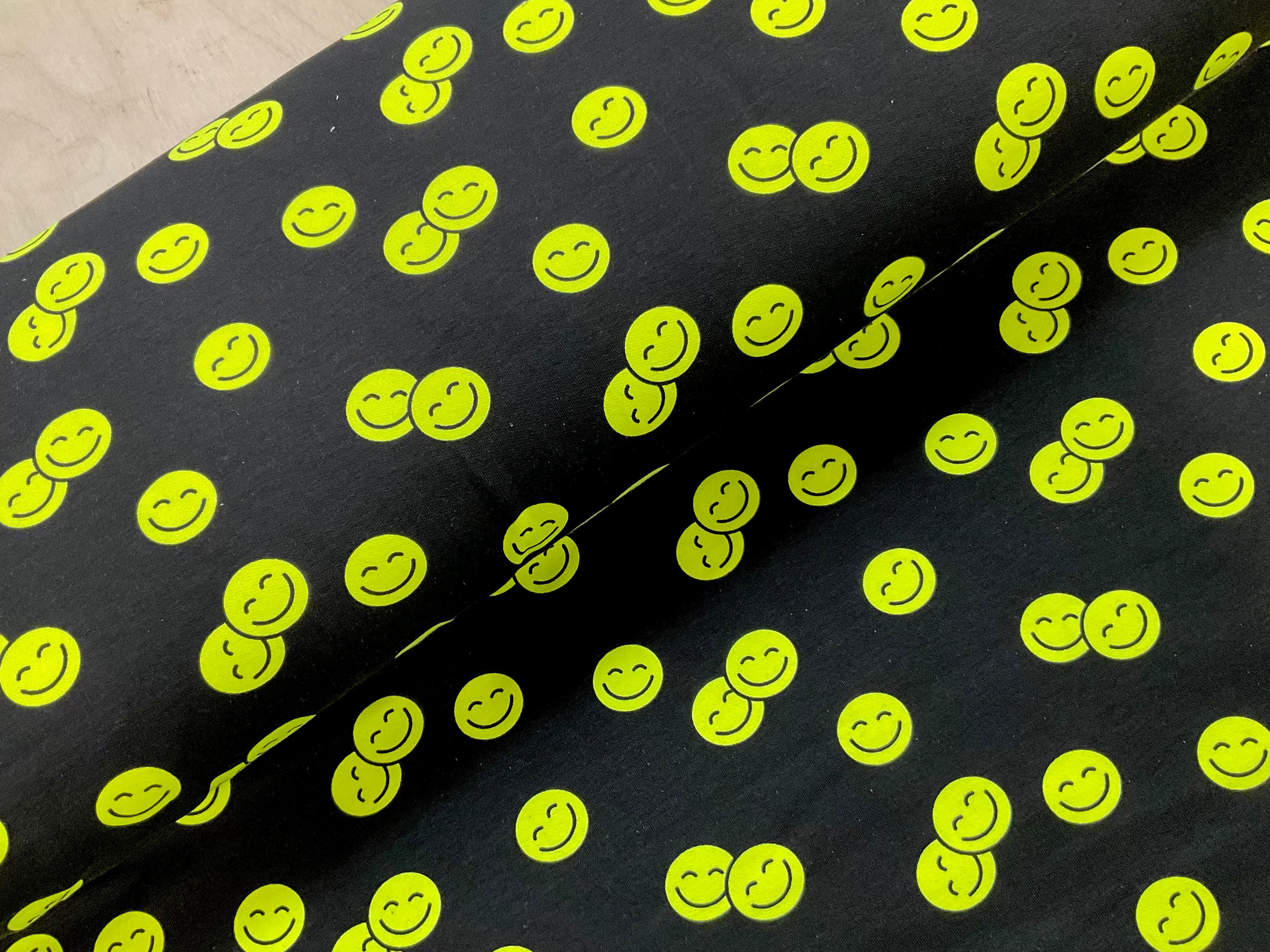 Neon Yellow Smiley Faces French Terry