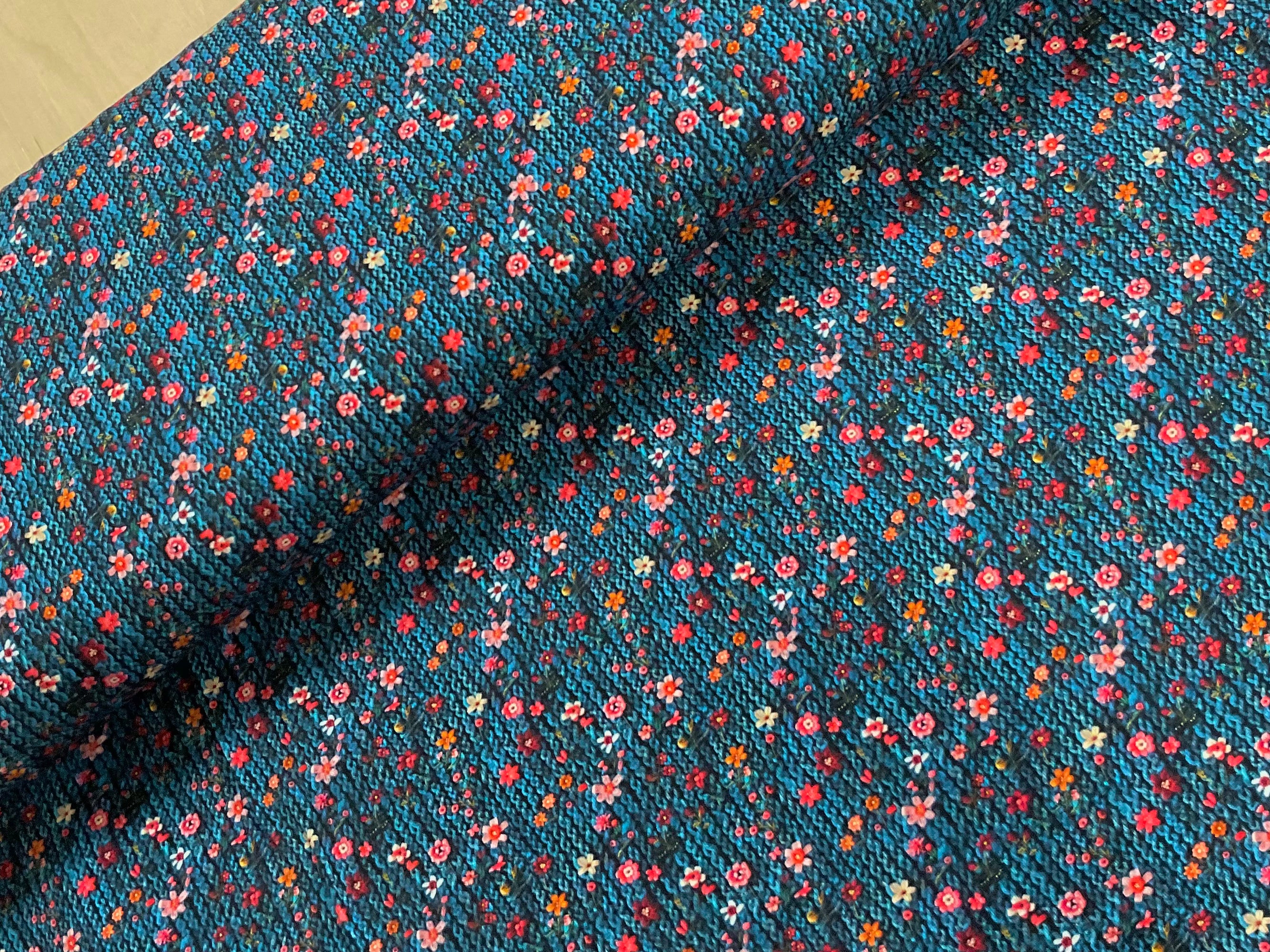 Tiny Flowers on Knit Effect Cotton Jersey