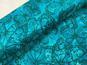 Flawed Large Teal Butterflies Quilting Cottons