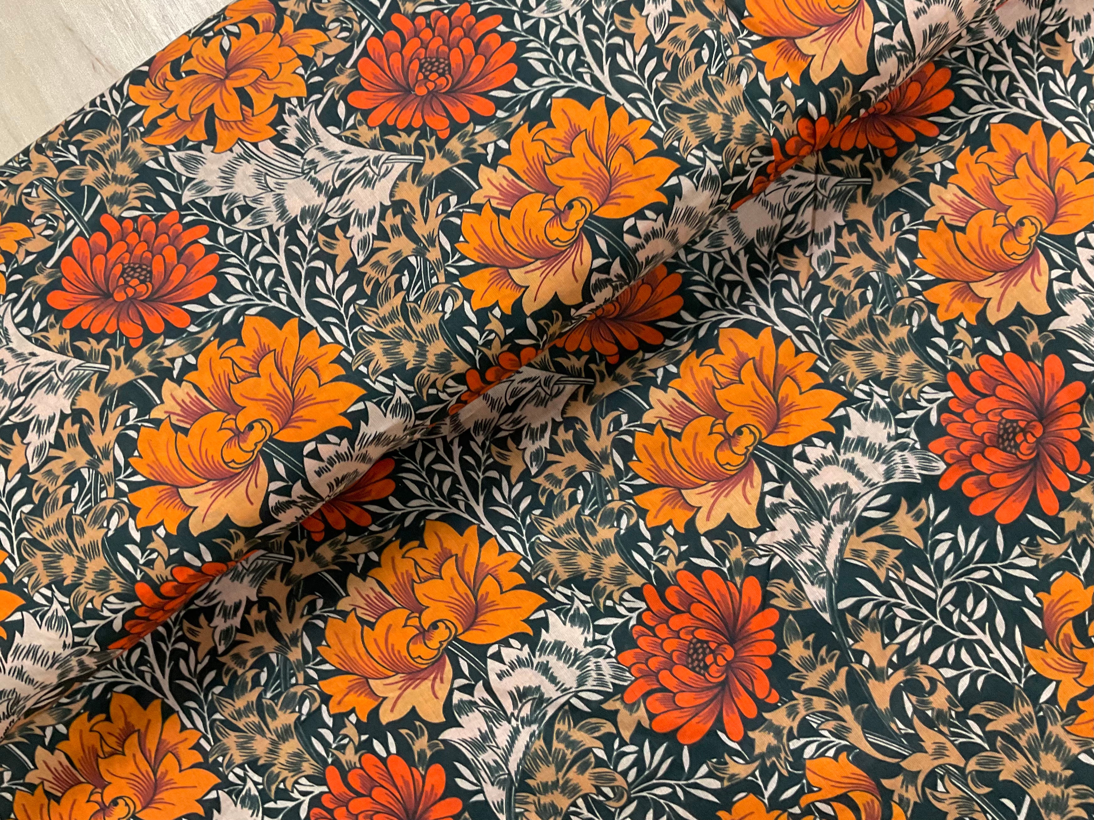 Art Nouveau Flowers Cotton Lawn