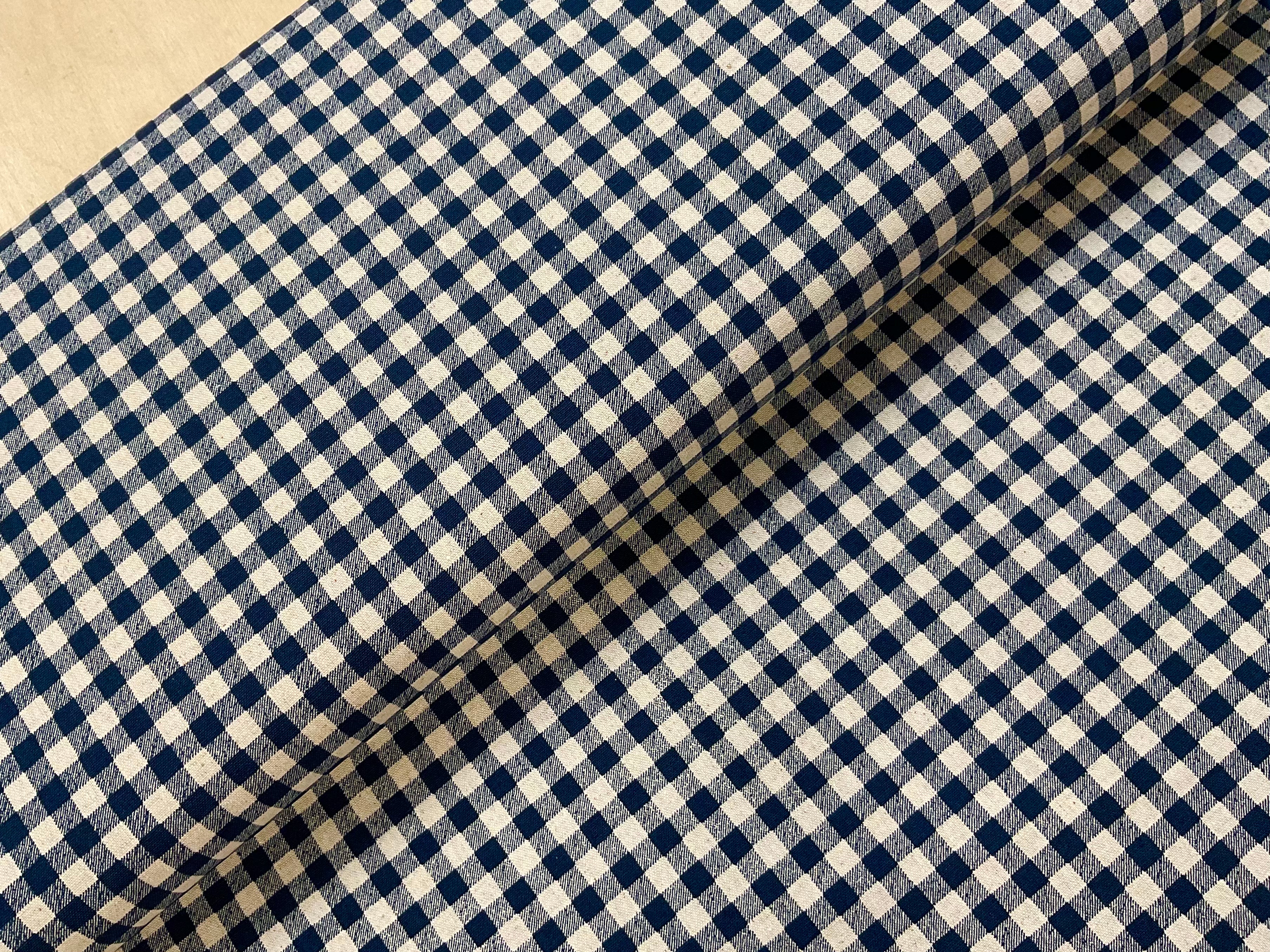 Sevenberry Navy Natural Gingham Linen Blend