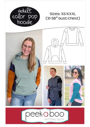 Adult Colour Pop Hoodie Peek-a-boo Paper Sewing Pattern