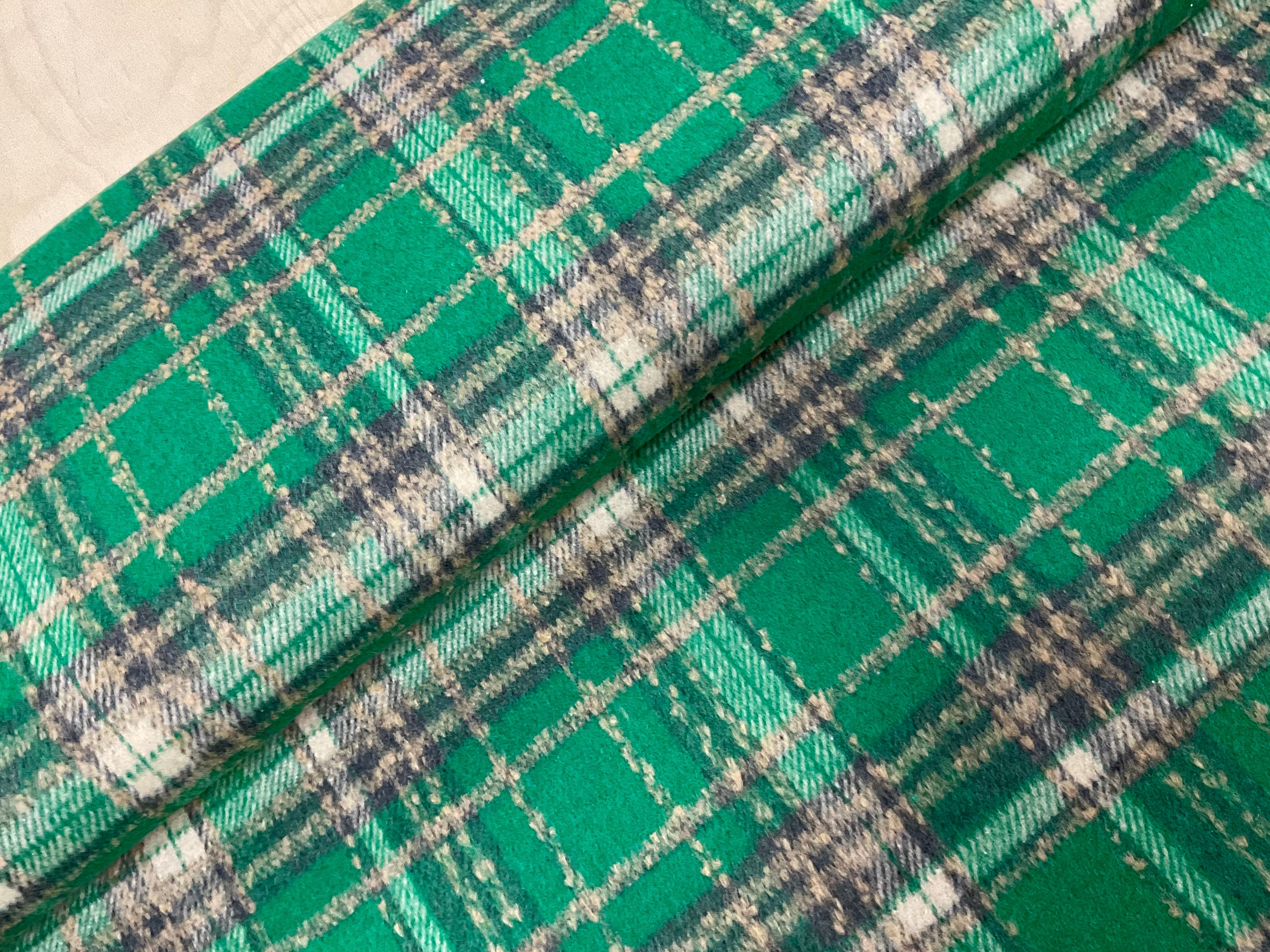 STOCKROOM CLEARANCE - Green Check Wool Blend