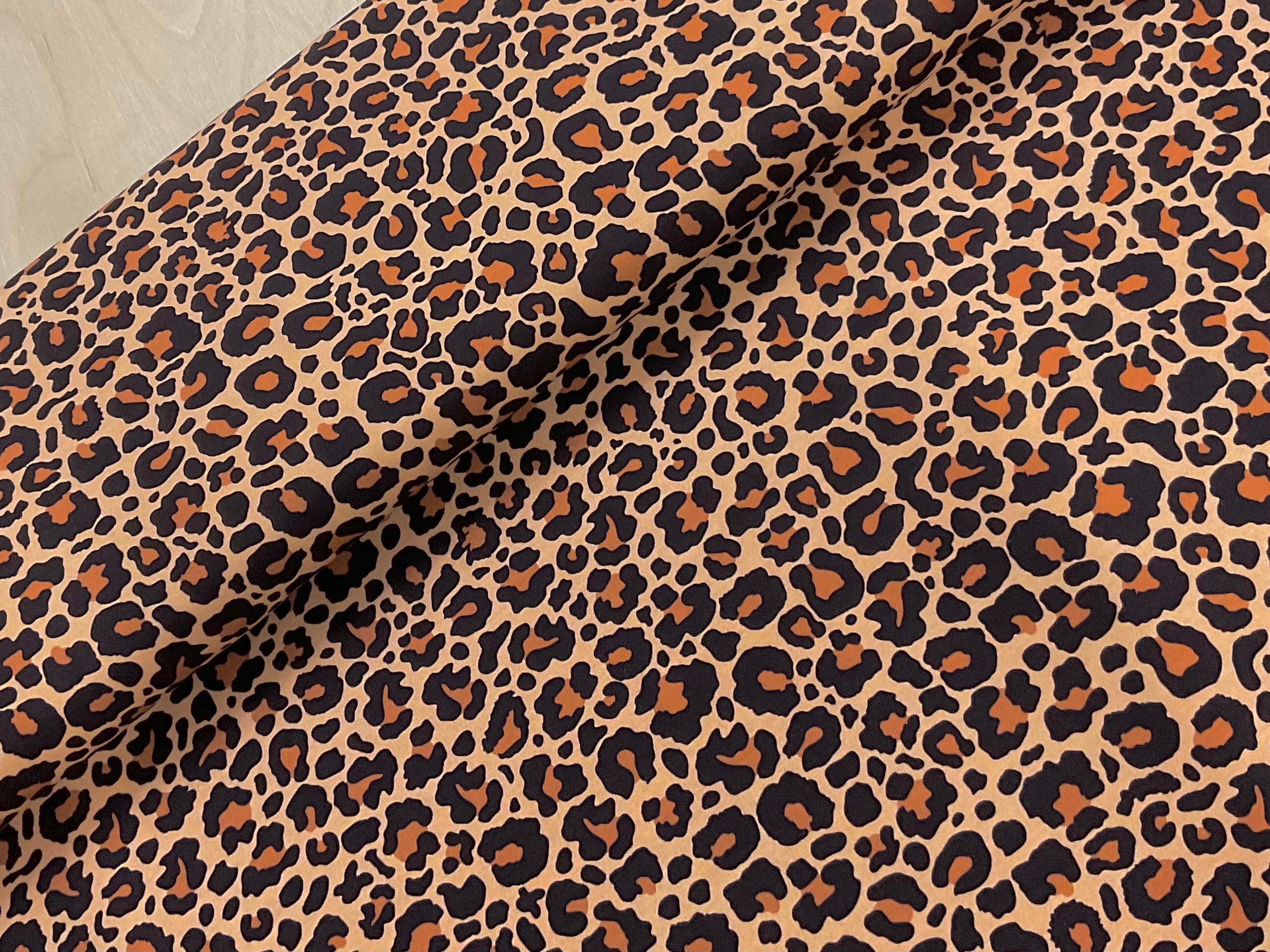 Brown Leopard Print Bamboo Cotton Jersey