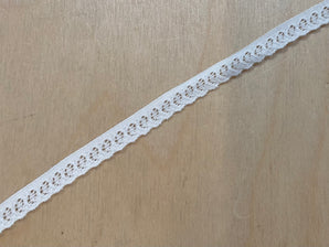 10mm White Elasticated Lace Trim