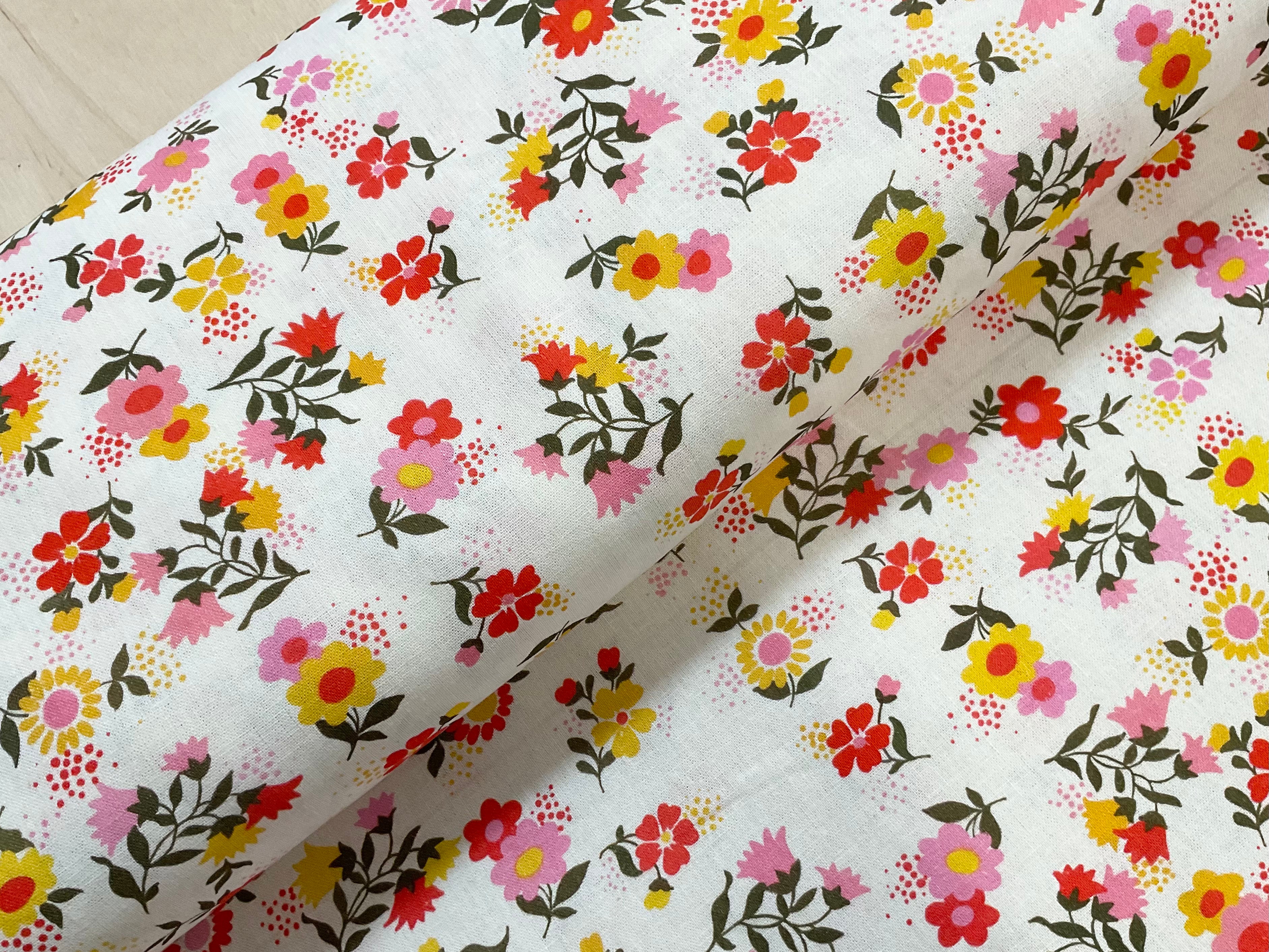 Gertie Floral Viscose and Linen by Fabric Godmother