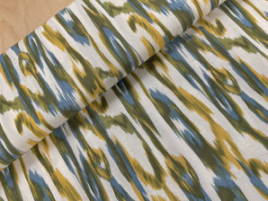 BOLT END - 1.15m Khaki Ikat Viscose Blend