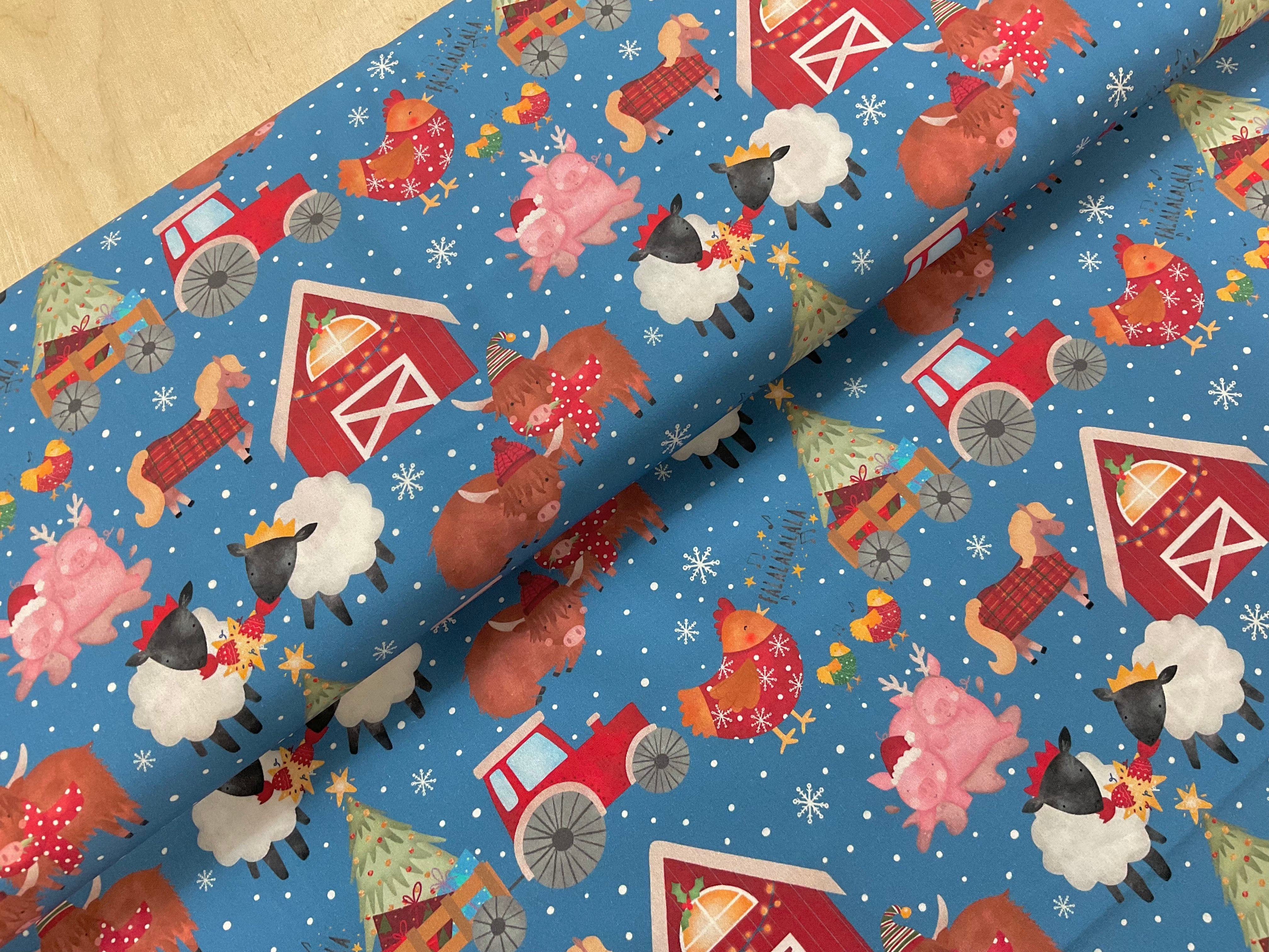Christmas Farm Yard Organic Cotton Poplin