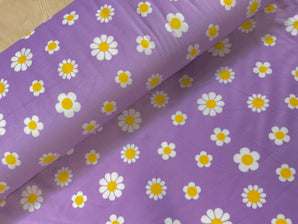 Daisies on Lilac Single Sided Stretch Fleece