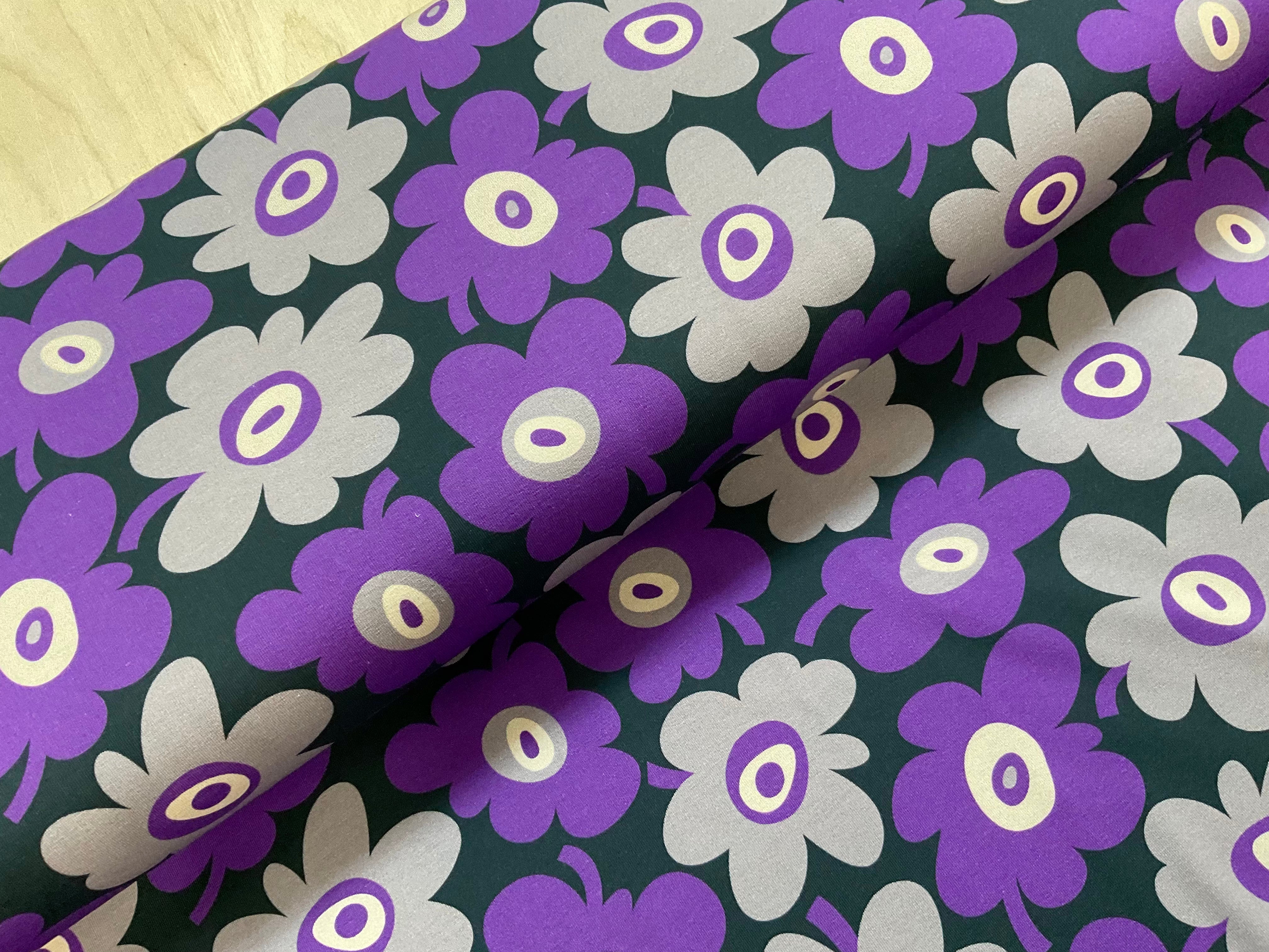 Retro Floral Cotton Jersey Fabric