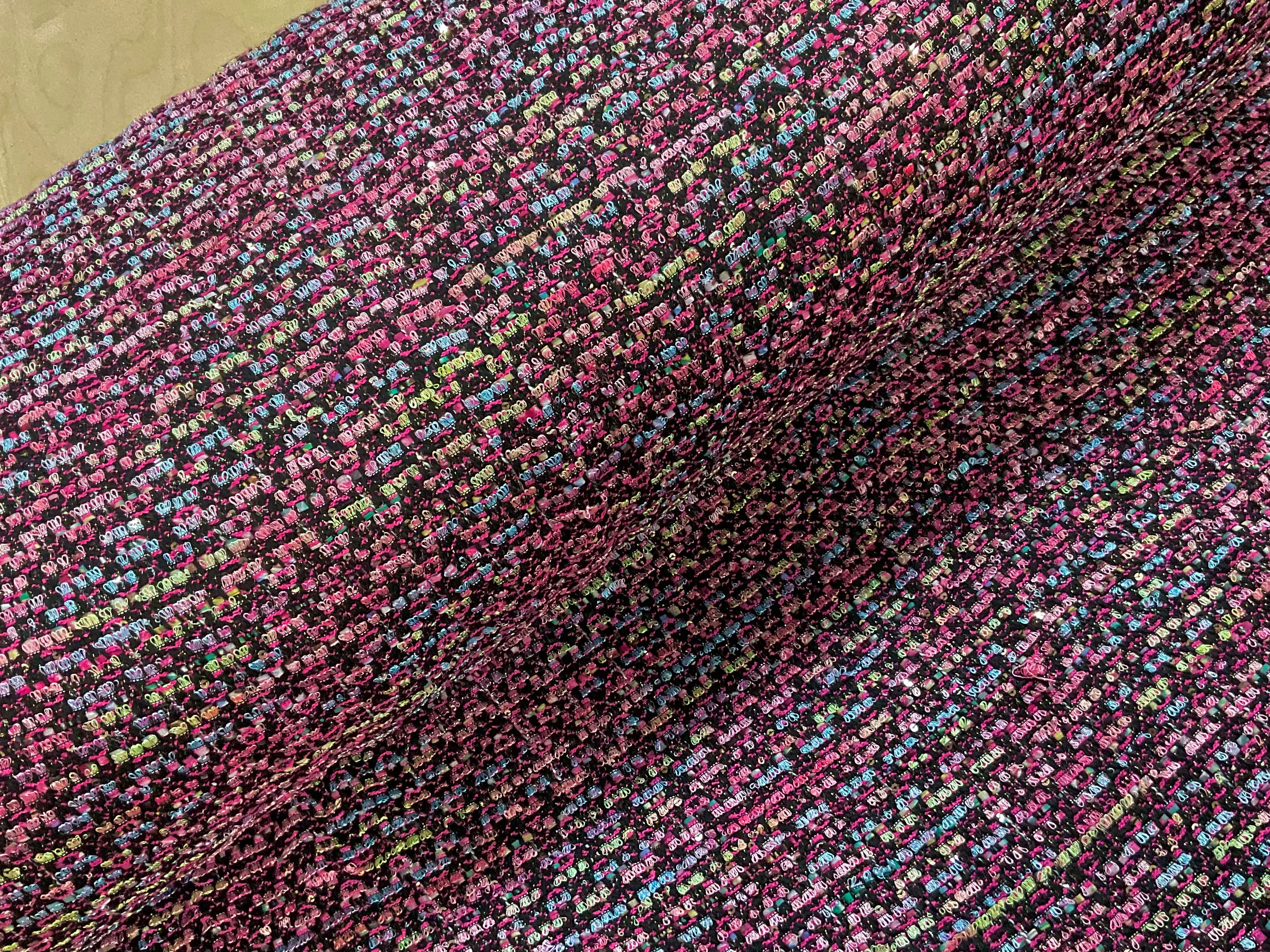 Pink, Yellow and Blue Tweed Style Coating