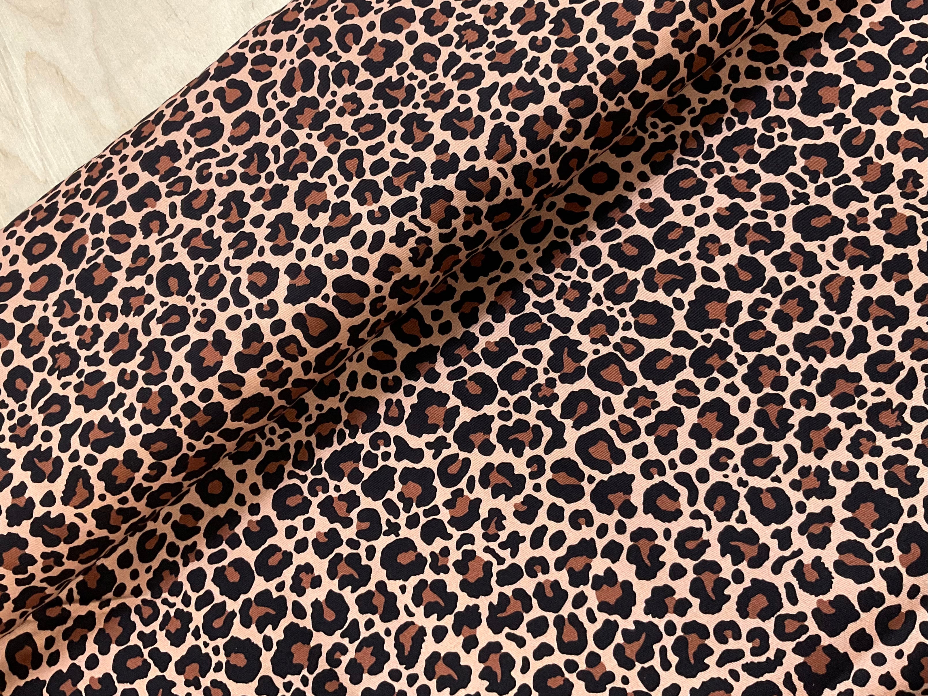 Brown Leopard Print Cotton Twill
